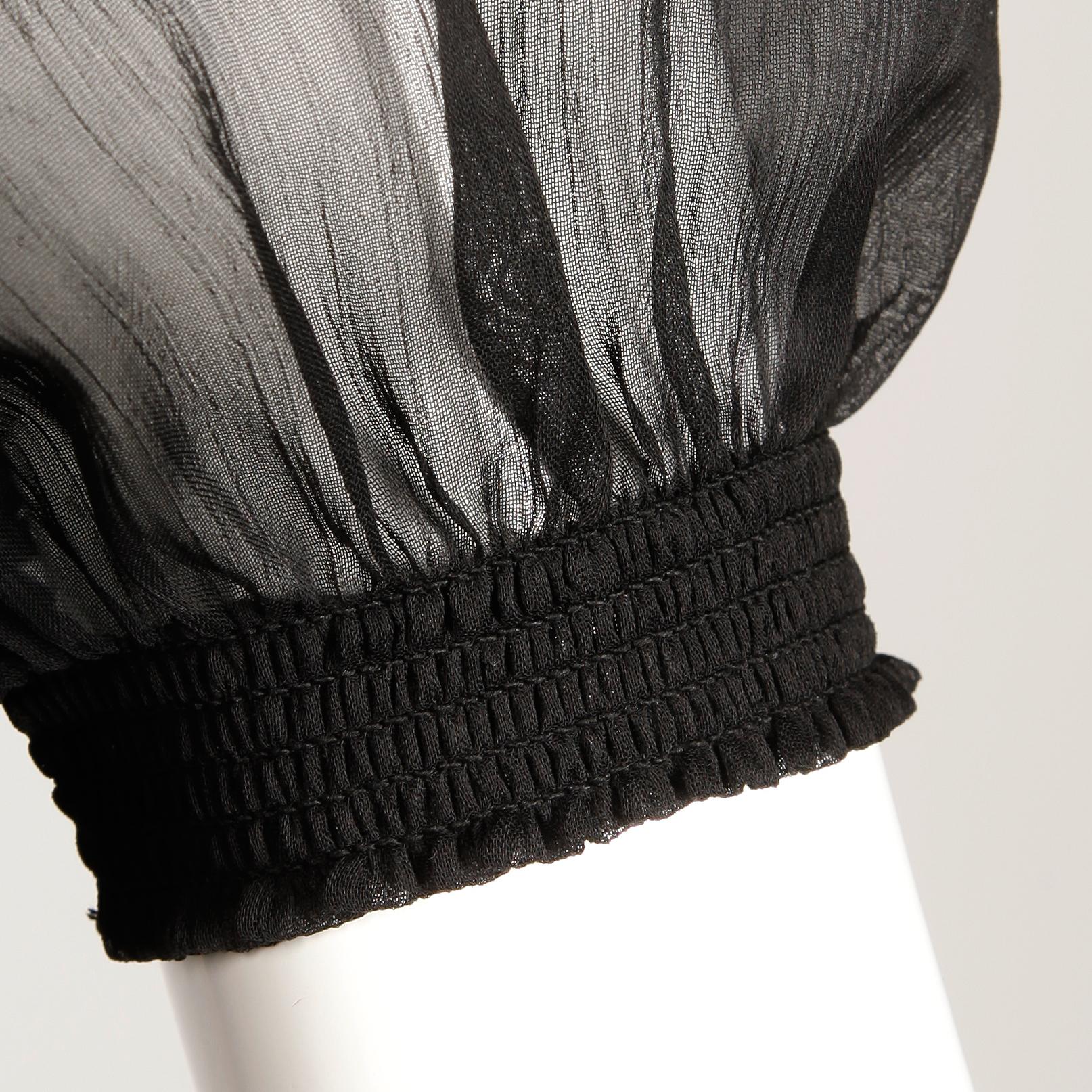 Costume National - Haut noir à manches courtes transparent, années 2000 Pour femmes en vente