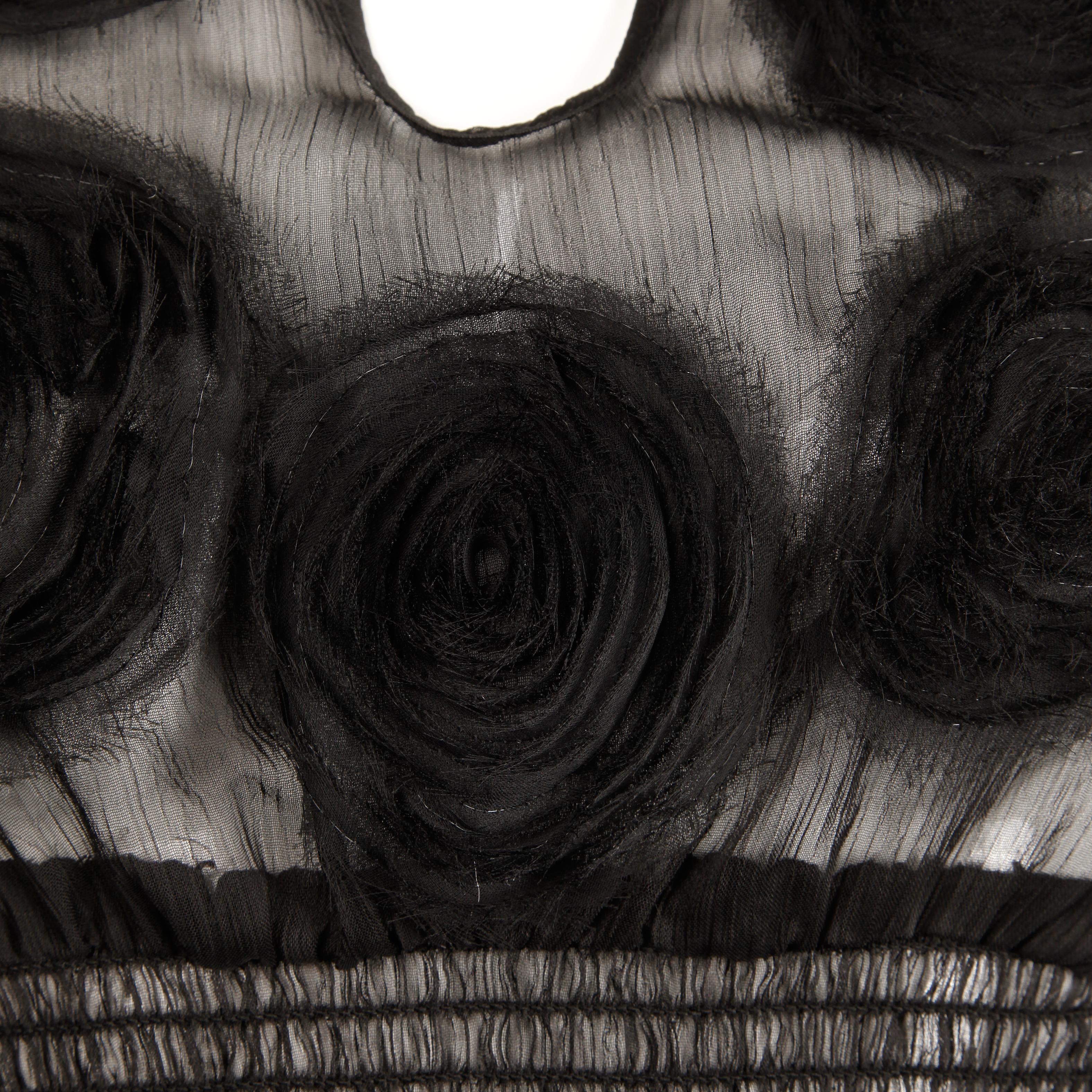 Costume National - Haut noir à manches courtes transparent, années 2000 en vente 2