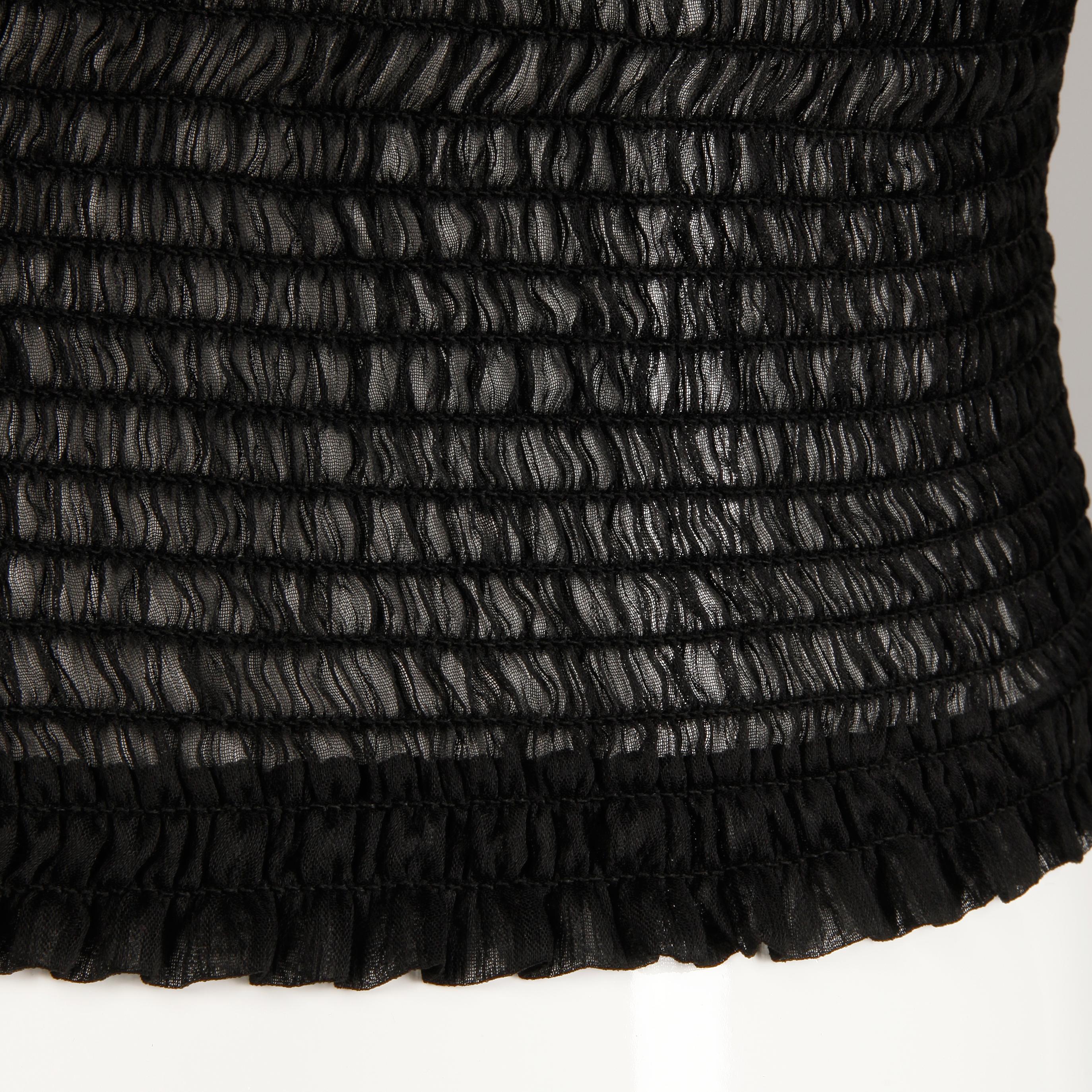 Costume National - Haut noir à manches courtes transparent, années 2000 en vente 4