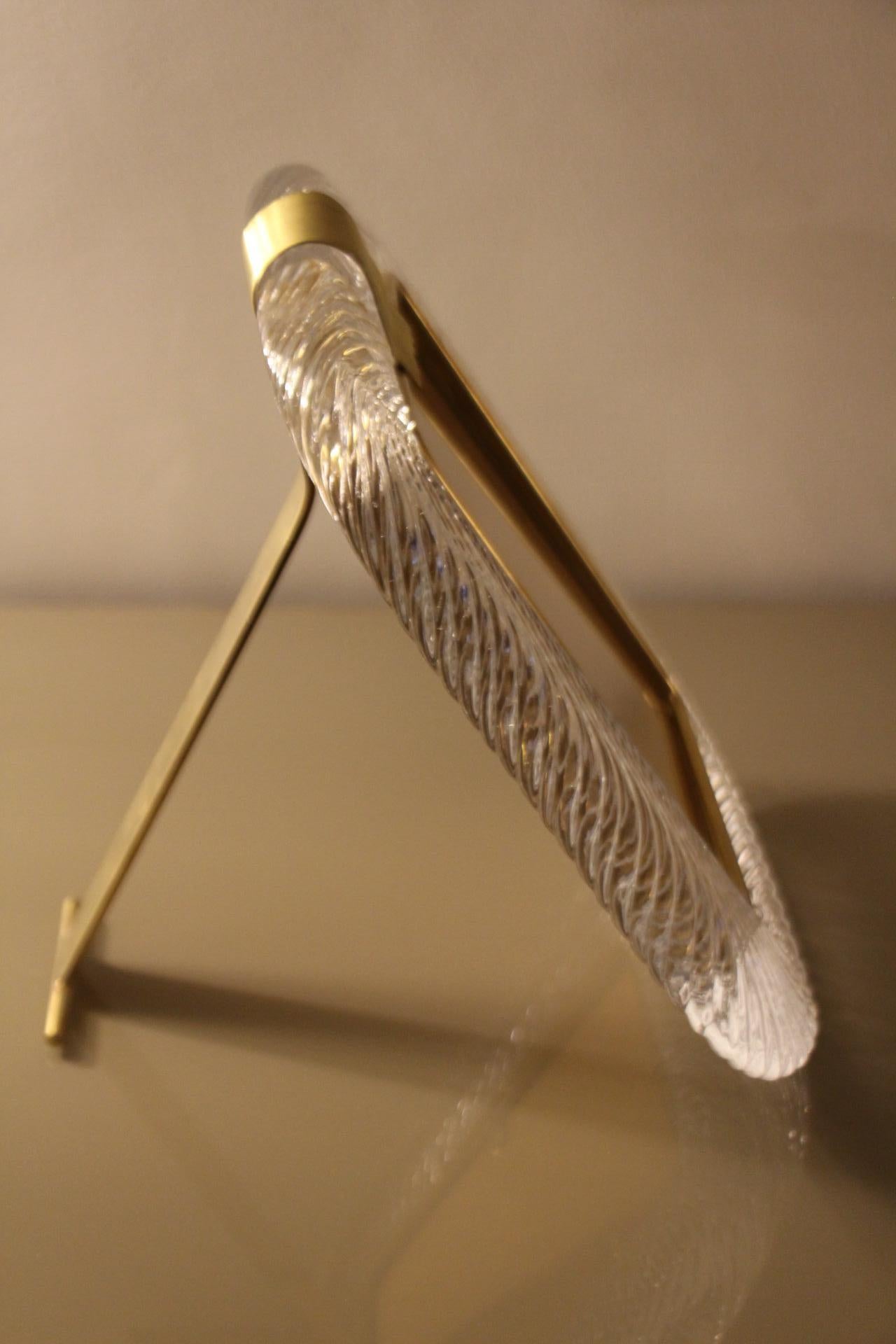 Bilderrahmen aus gedrehtem Murano-Kristallglas und Messing von Barovier e Toso aus dem Jahr 2000 im Angebot 4