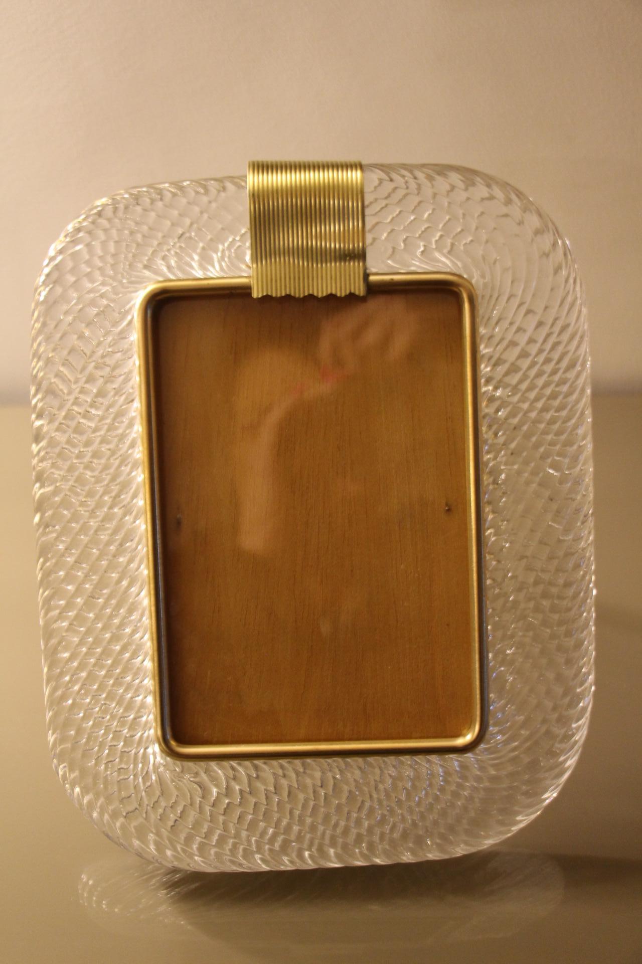Bilderrahmen aus gedrehtem Murano-Kristallglas und Messing von Barovier e Toso aus dem Jahr 2000 im Zustand „Hervorragend“ im Angebot in Saint-Ouen, FR