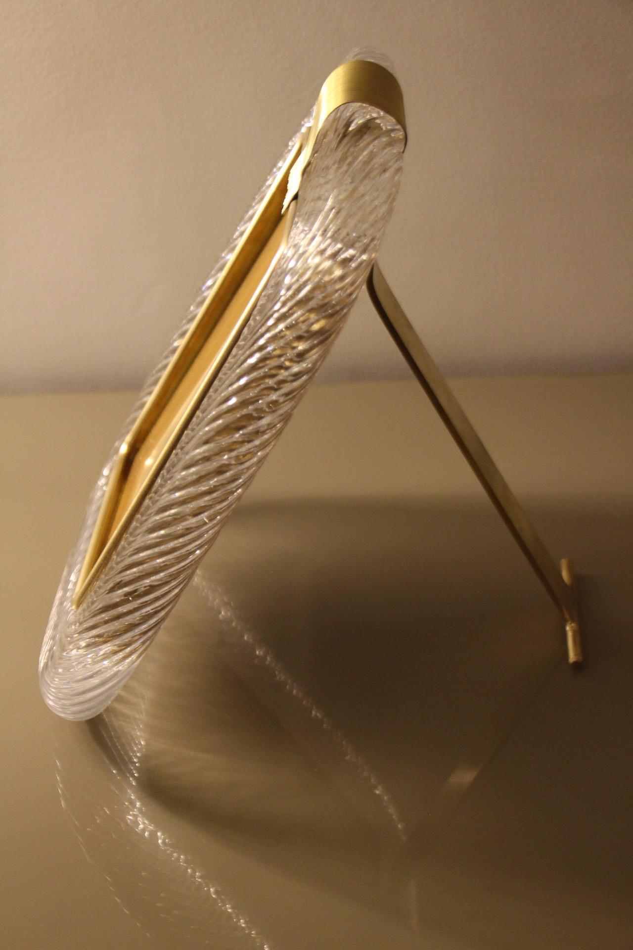 Bilderrahmen aus gedrehtem Murano-Kristallglas und Messing von Barovier e Toso aus dem Jahr 2000 im Angebot 1