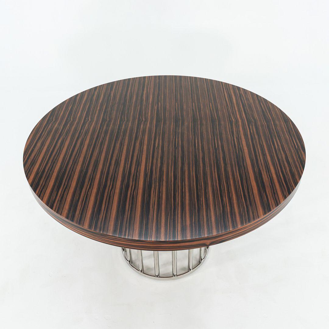Modern 2000s Custom Round Dining Table with Macassar Wood Top and Steel Base, 48 inches For Sale