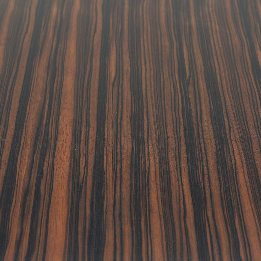 Contemporary 2000s Custom Round Dining Table with Macassar Wood Top and Steel Base, 48 inches For Sale
