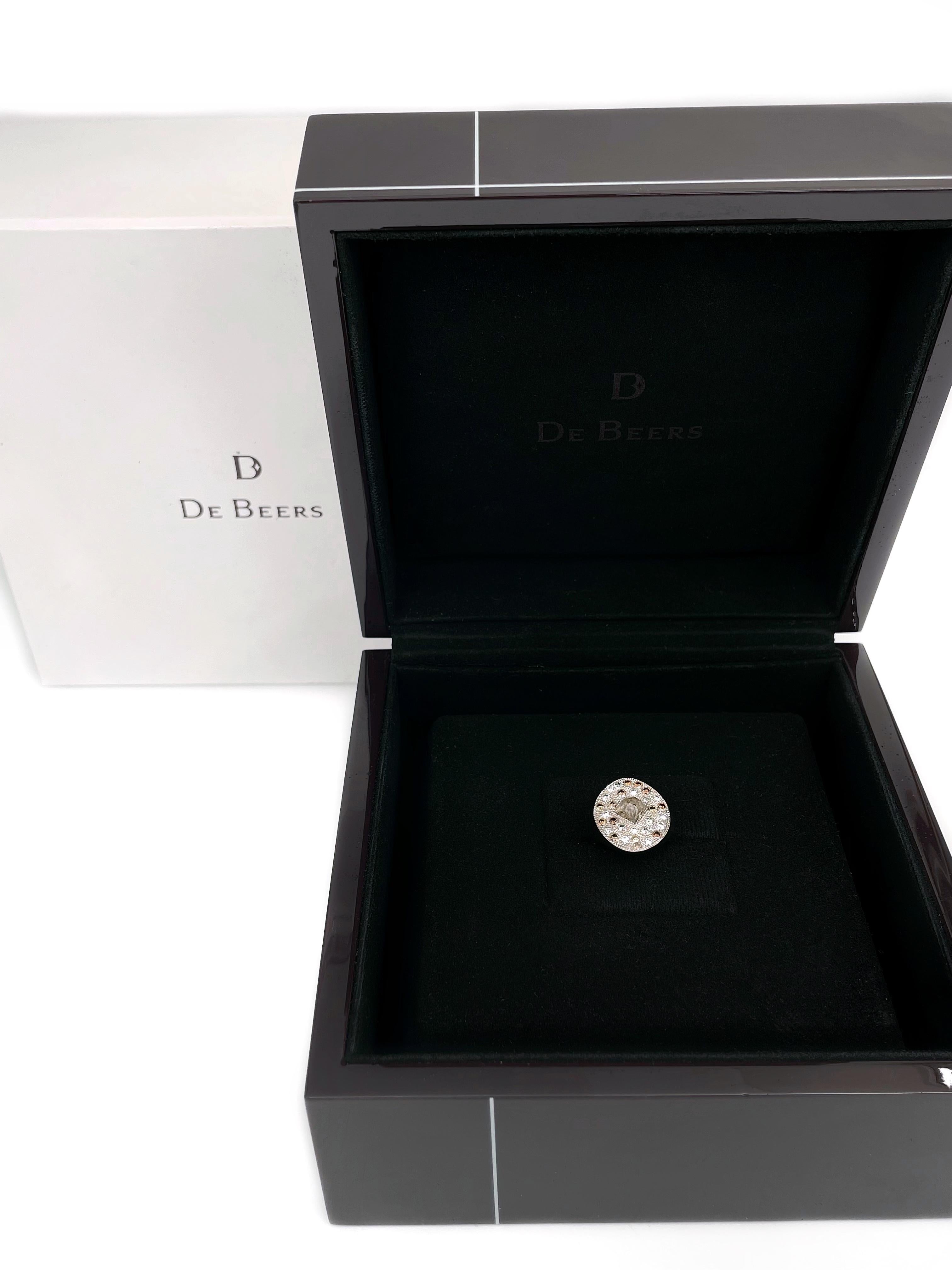 2000er Jahre De Beers Talisman Cocktail-Ring aus 18 Karat Gold mit Rohdiamant (Gemischter Schliff)