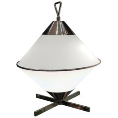 Lampe de bureau design des années 2000 en opaline et chrome