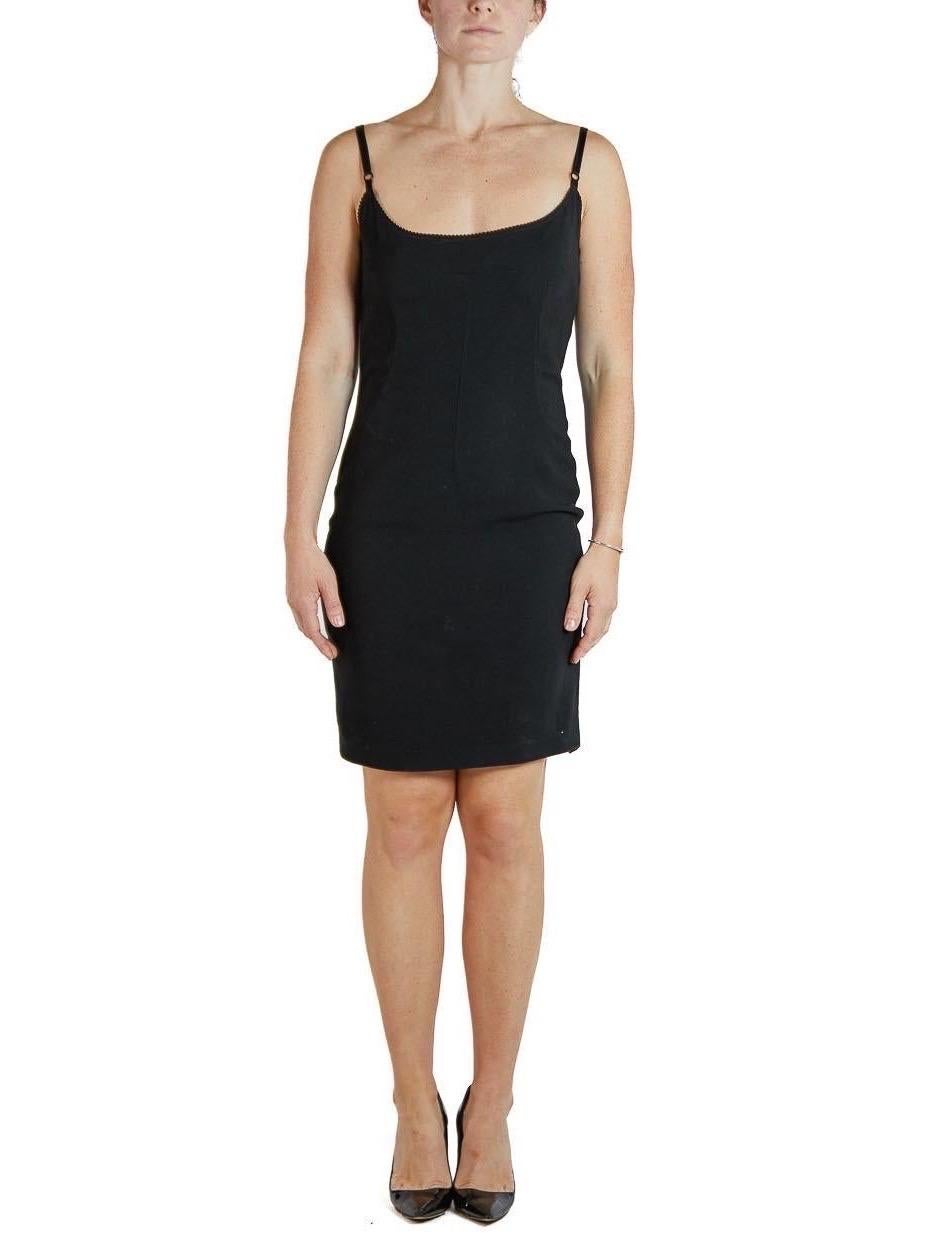2000S D&G DOLCE & GABBANA Black Cotton/Lycra Stretch Body-Con Dress In Excellent Condition For Sale In New York, NY
