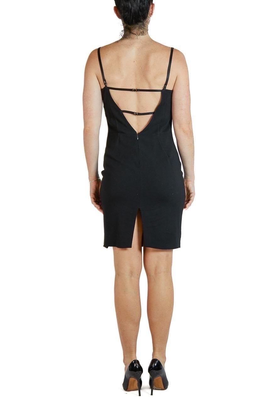 2000S D&G DOLCE & GABBANA Black Cotton/Lycra Stretch Body-Con Dress For Sale 1