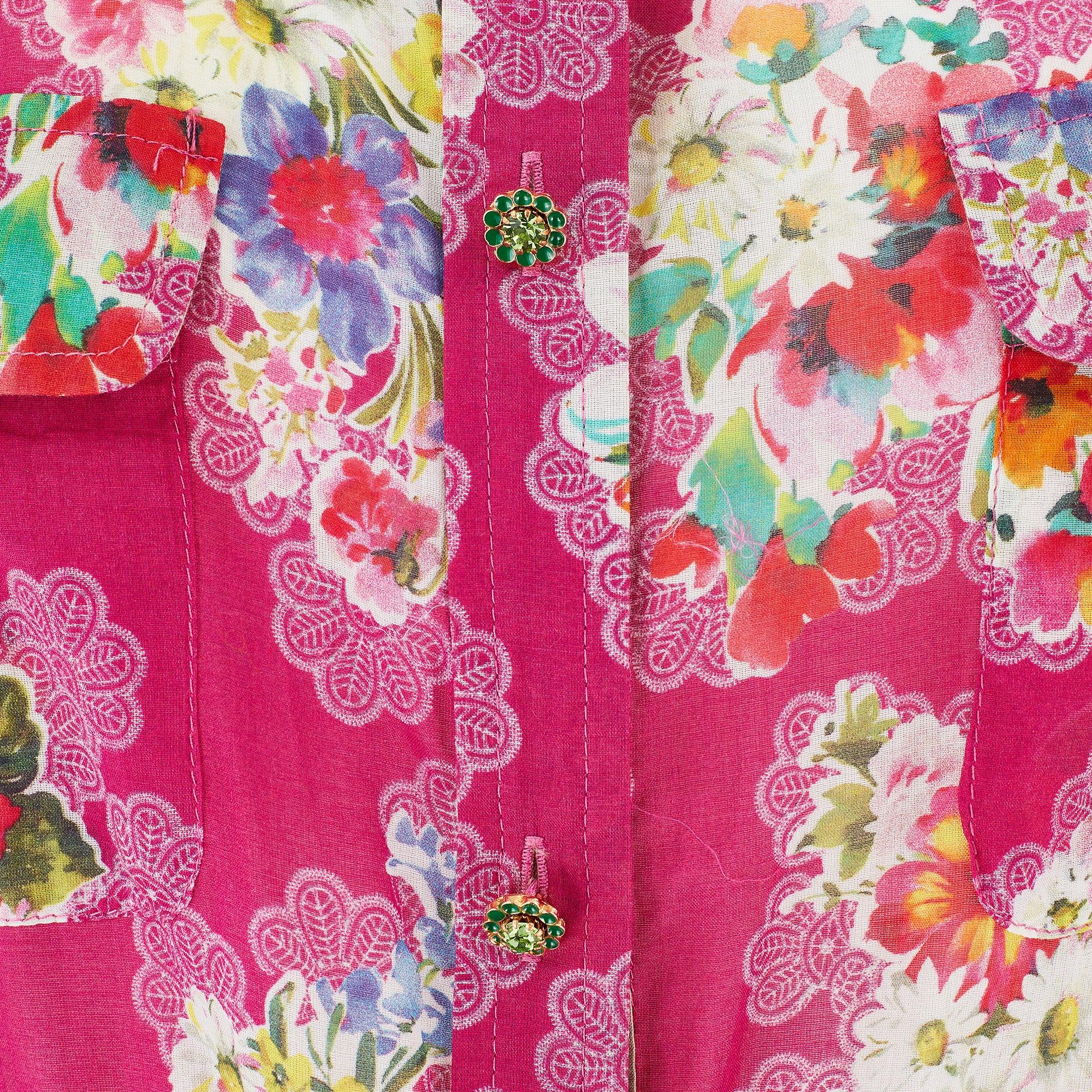 Abito a camicia in cotone rosa floreale D.G. anni 2000 In condizioni ottime in vendita a London, GB