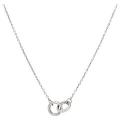 2000's Diamond 18 Karat White Gold Interlocking Rings Station Necklace
