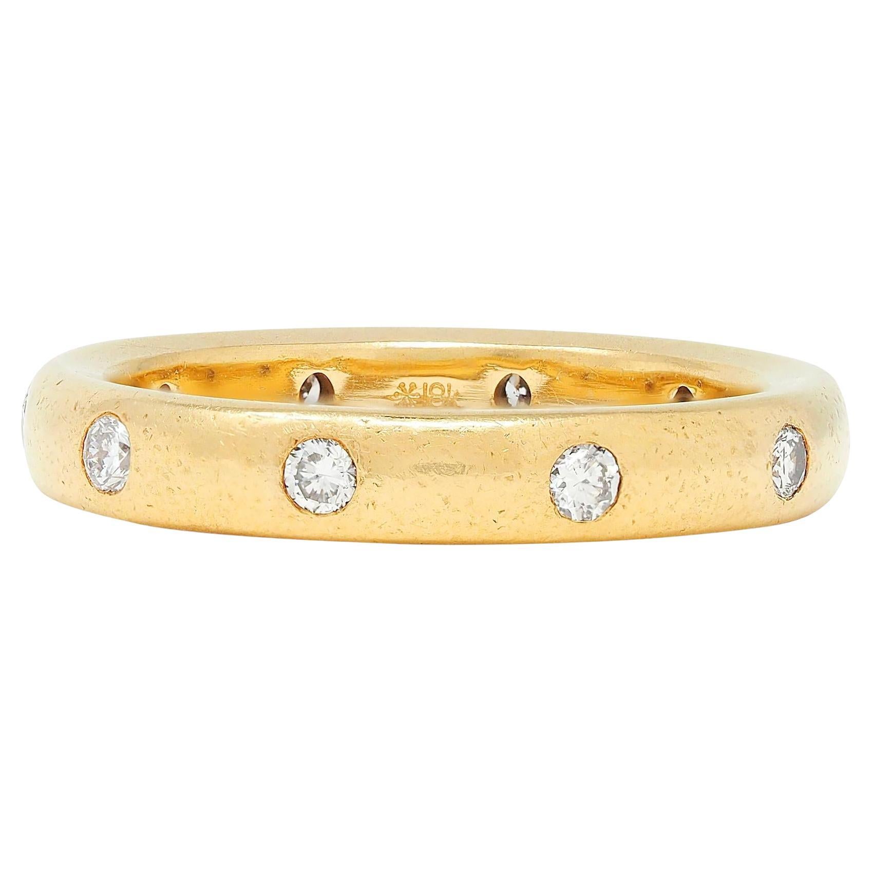 2000's Diamond 18 Karat Yellow Gold Flush Set Band Ring in vendita