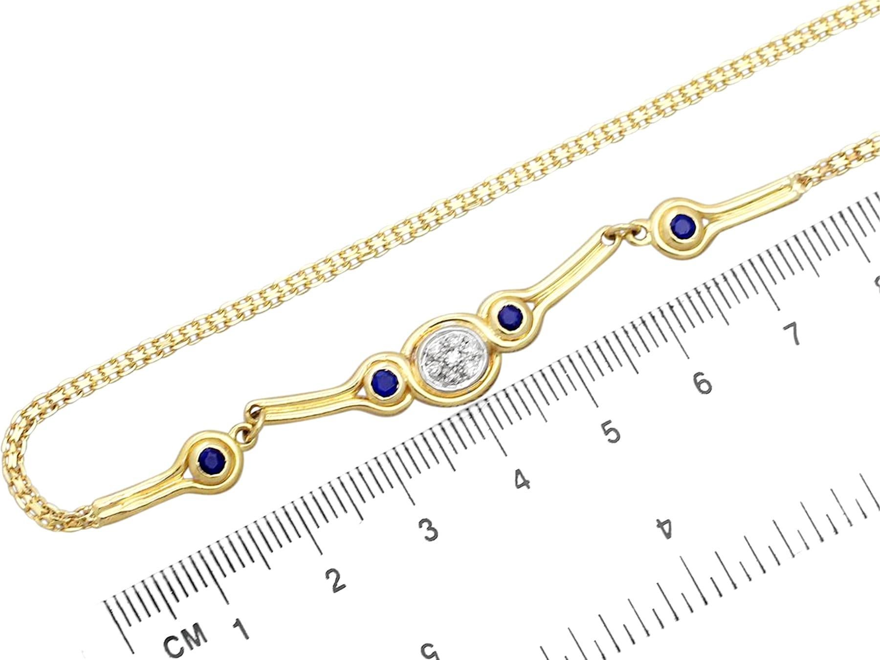 Contemporary 2000s Diamond and Sapphire Yellow Gold Necklace For Sale