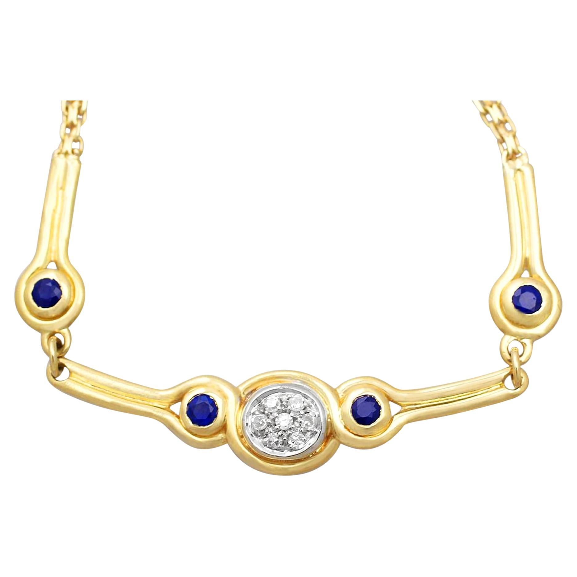 2000er Diamant und Saphir Gelbgold Halskette