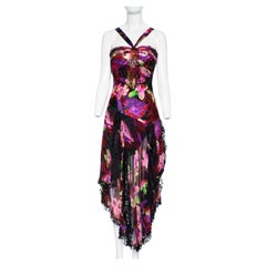 2000s Diane Freis Multicolour Floral Print Evening Dress