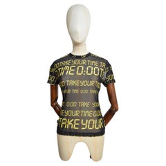 2000’s Digital Pattern Moschino sheer black & neon green micro mesh T-shirt
