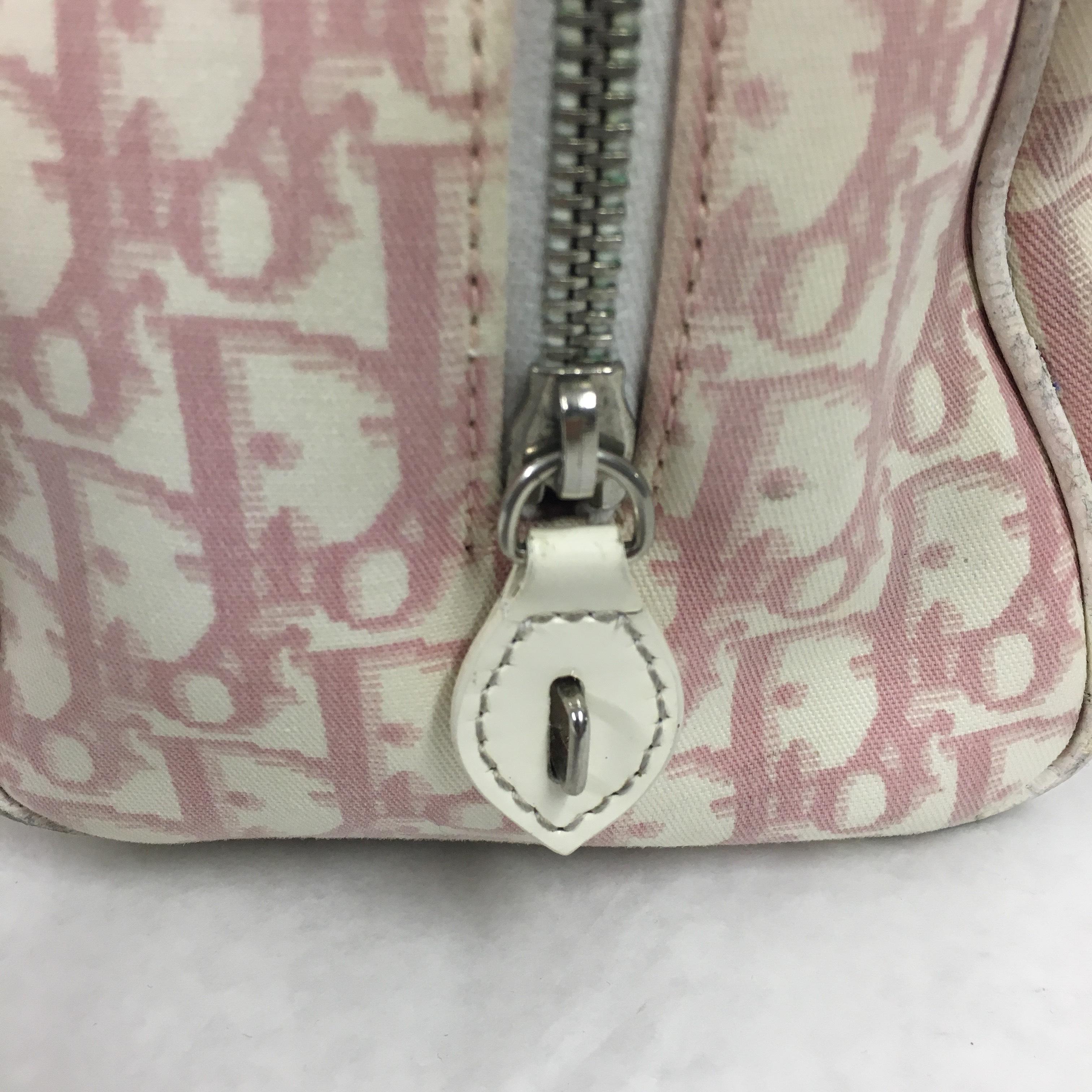2000s Dior White and Pink Monogram handbag 2