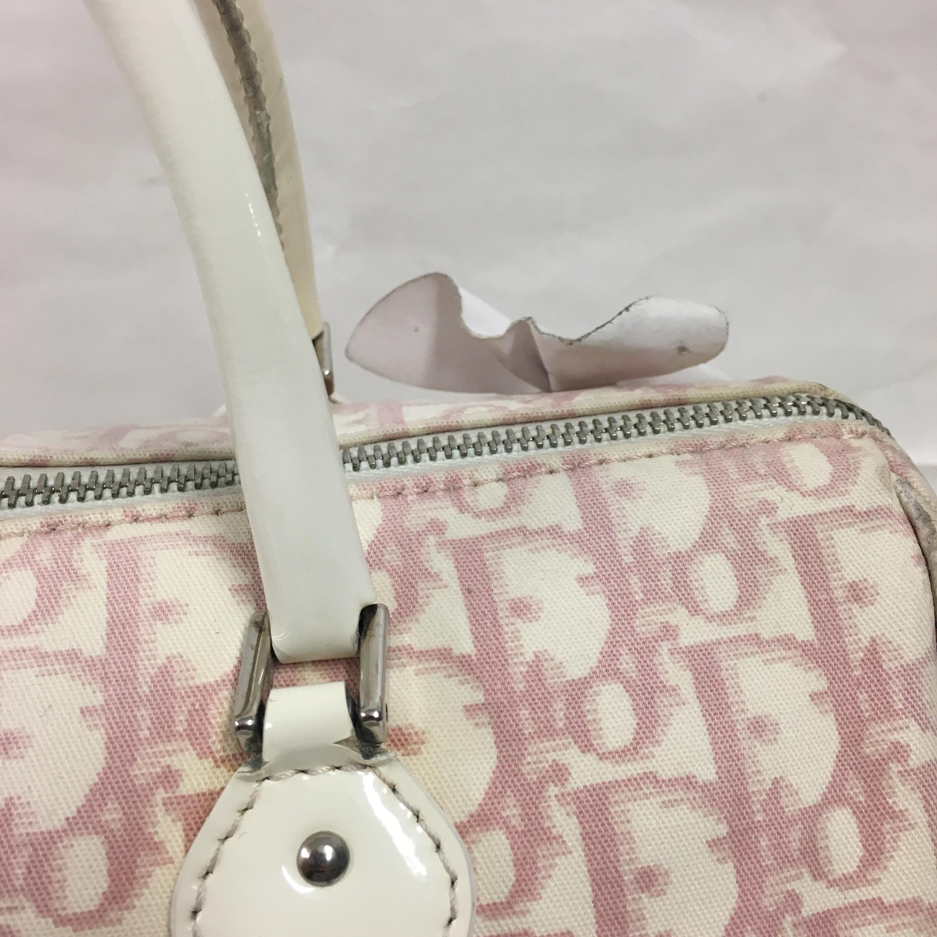 2000s Dior White and Pink Monogram handbag 3