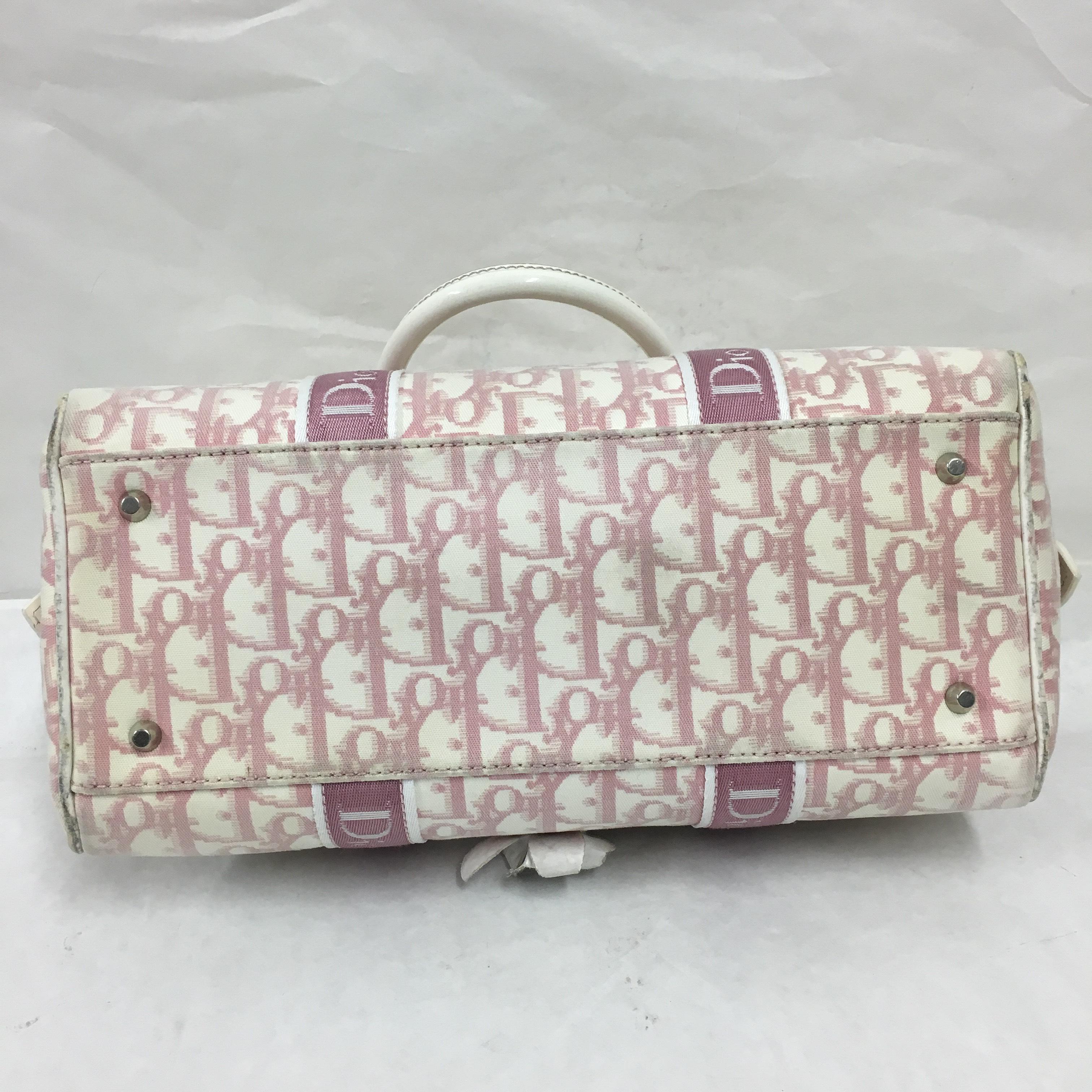 2000s Dior White and Pink Monogram handbag 5