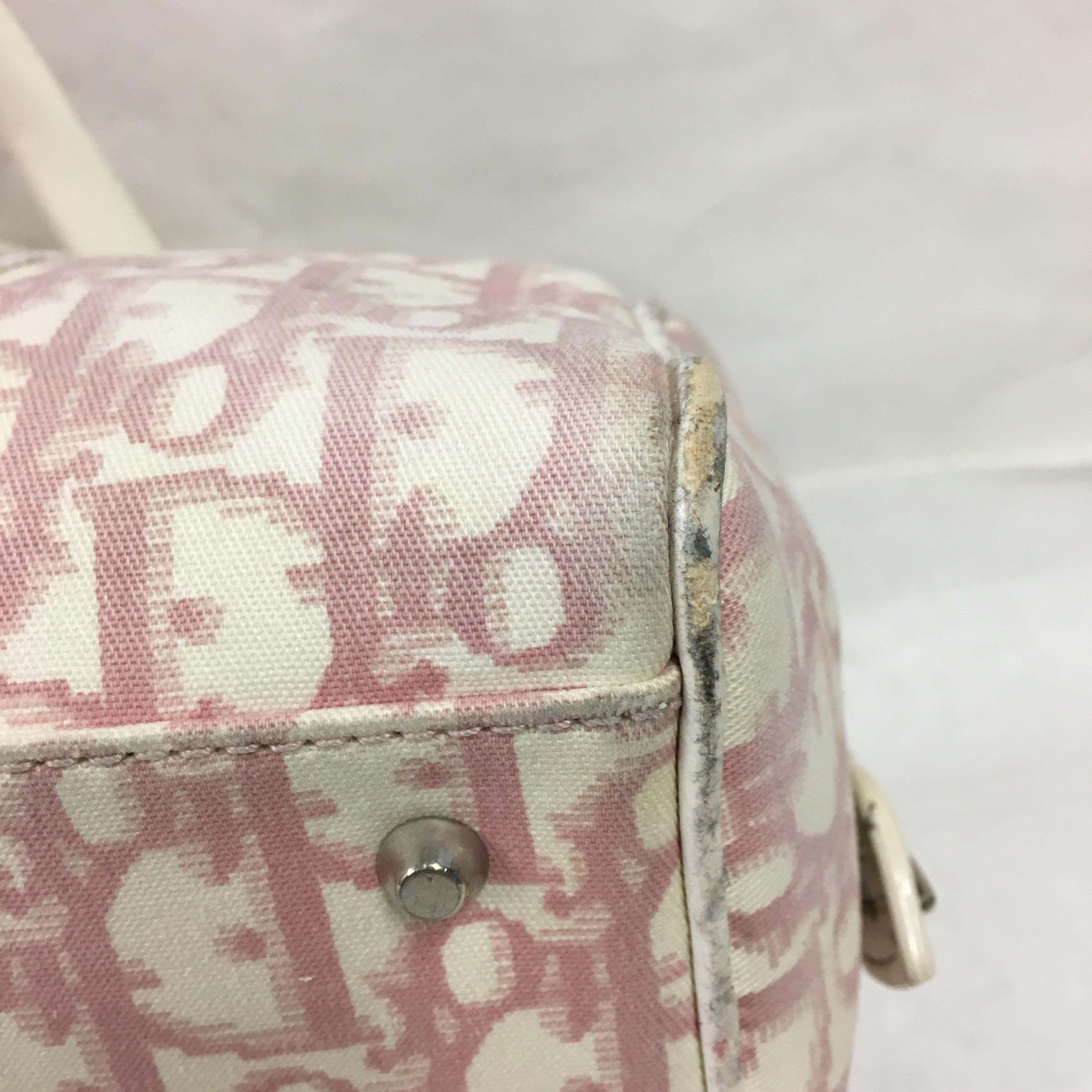 2000s Dior White and Pink Monogram handbag 6