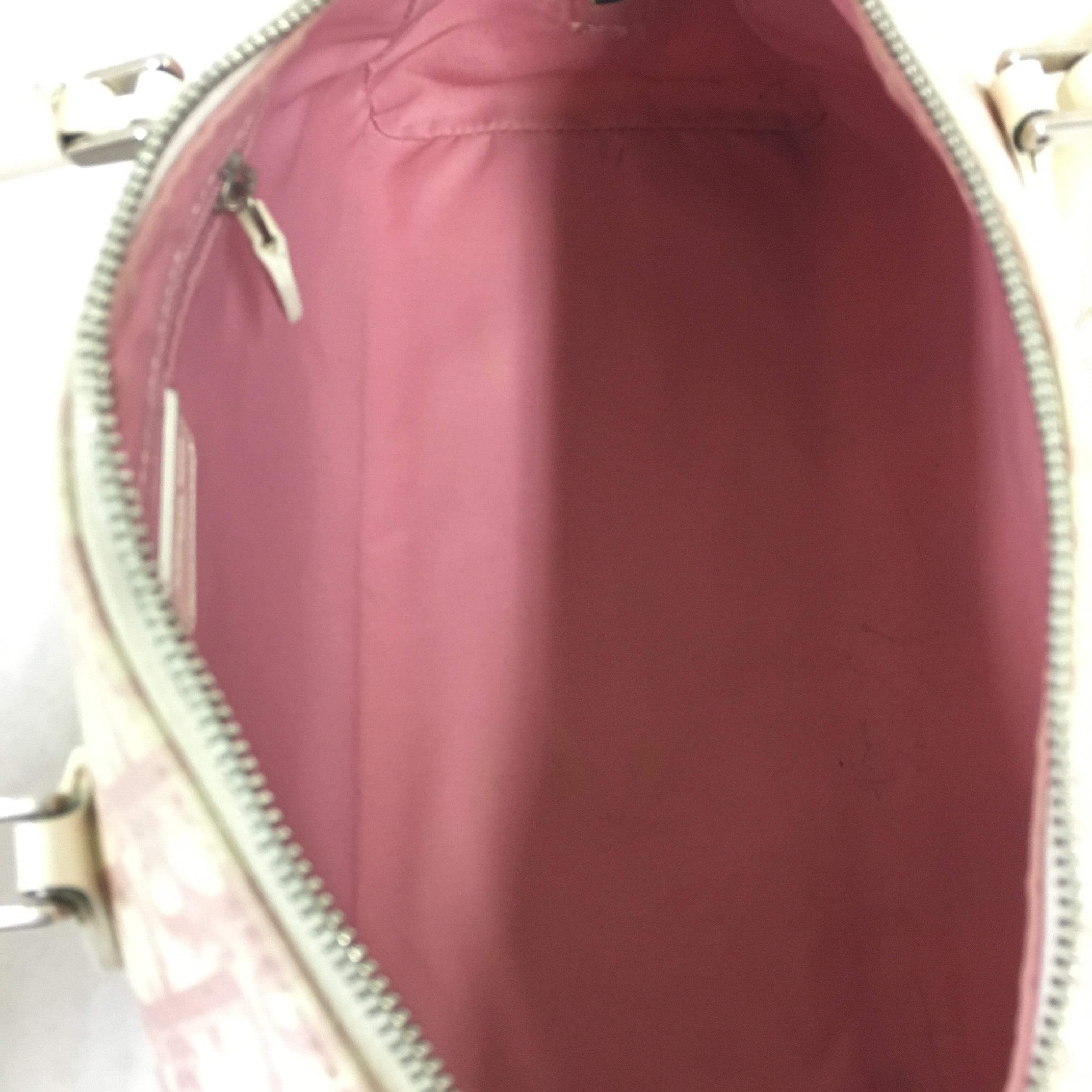 2000s Dior White and Pink Monogram handbag 8