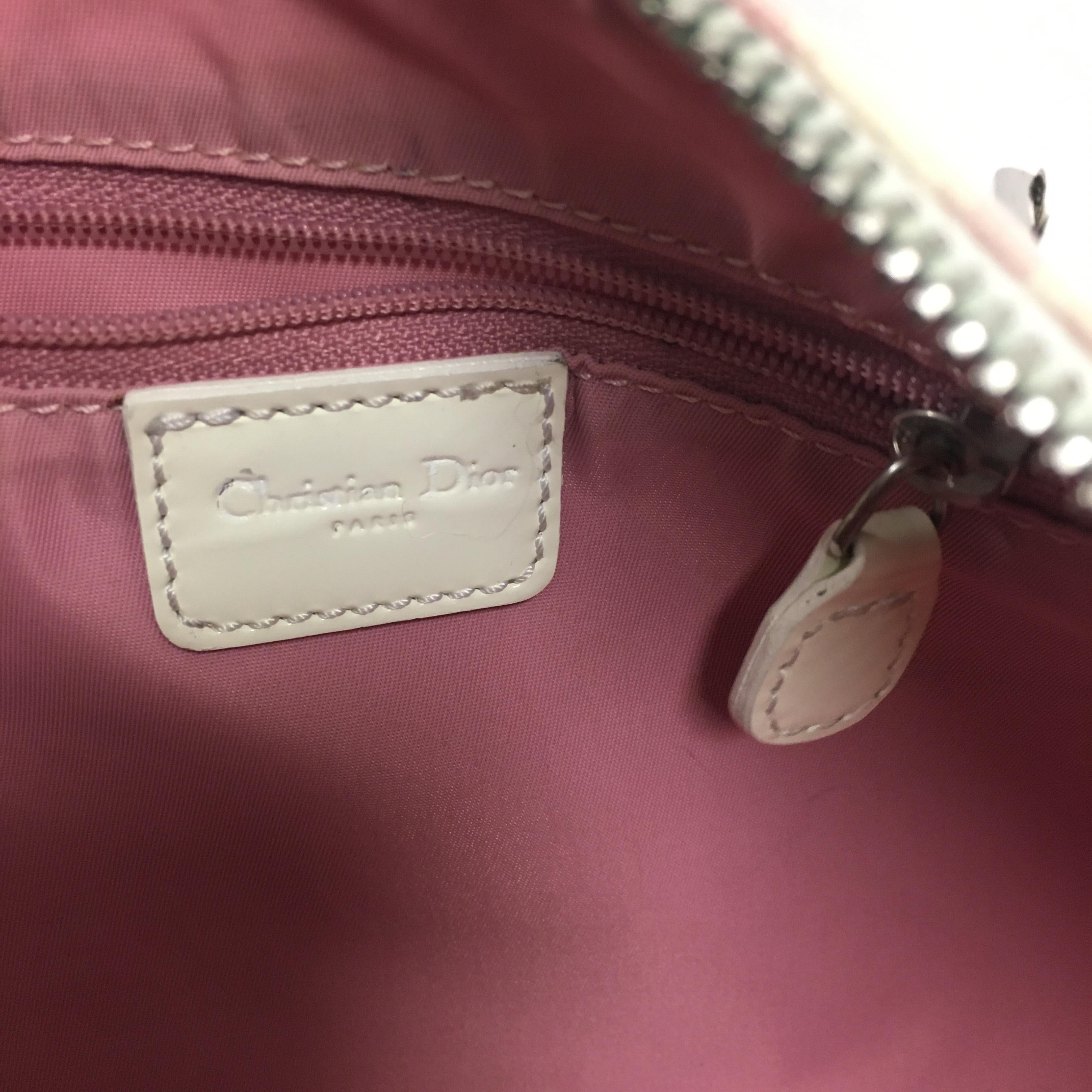 2000s Dior White and Pink Monogram handbag 10