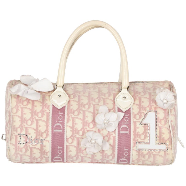 2000s Dior White and Pink Monogram handbag at 1stdibs