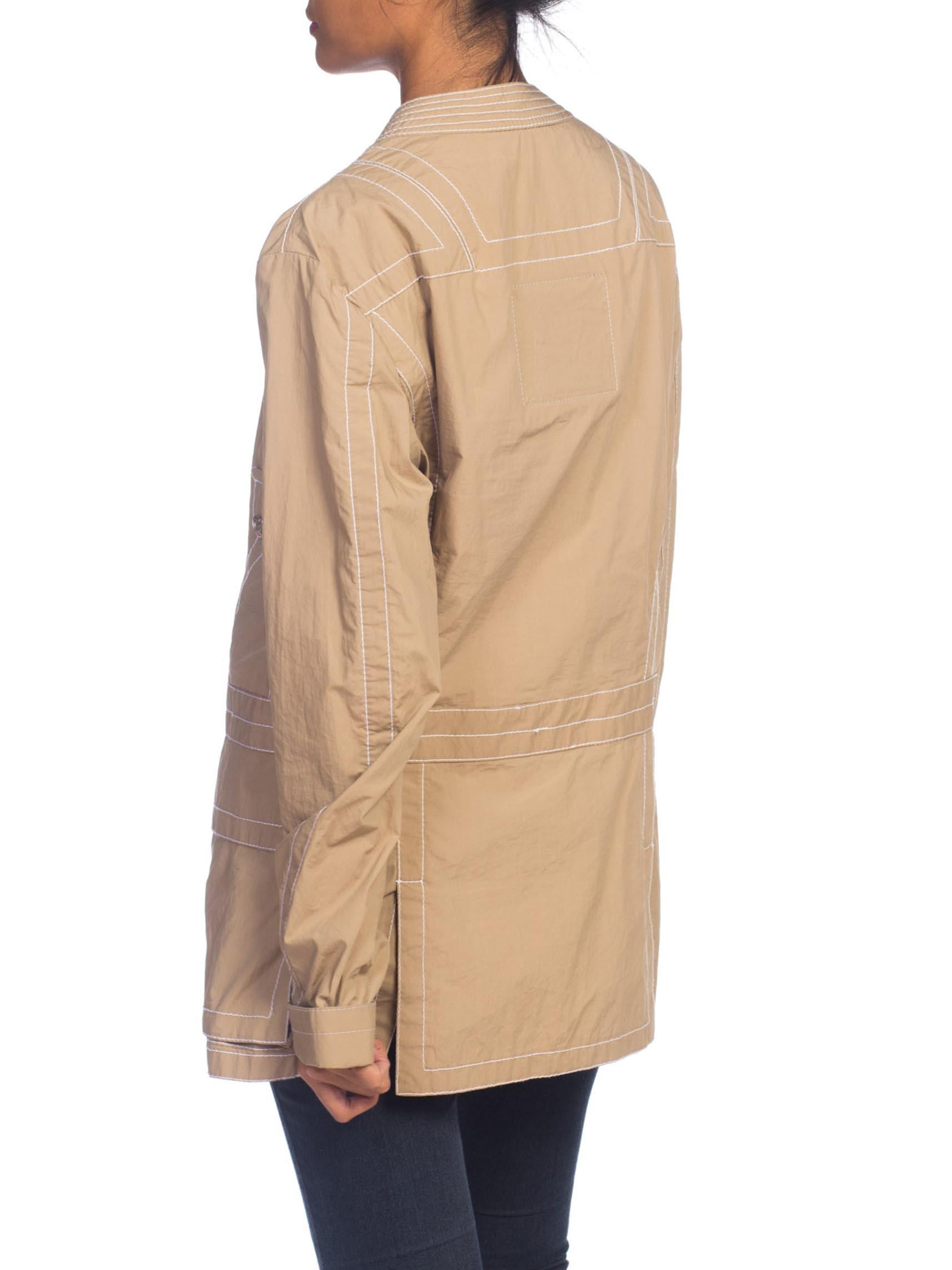 Women's or Men's 2000S DIRK BIKKEMBERGS Khaki Cotton Blend Utility Pocket Jacket With Contrast T