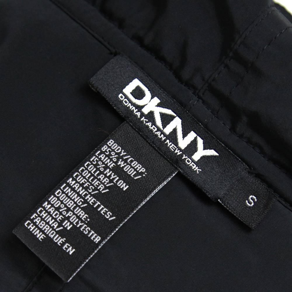 Black 2000s DKNY Bouclé Wool Hooded Coat For Sale