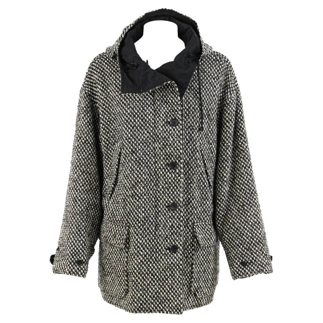 2000s DKNY Bouclé Wool Hooded Coat For Sale