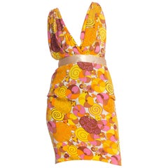 1990S Dolce And Gabbana Colorful Printed Backless Dress