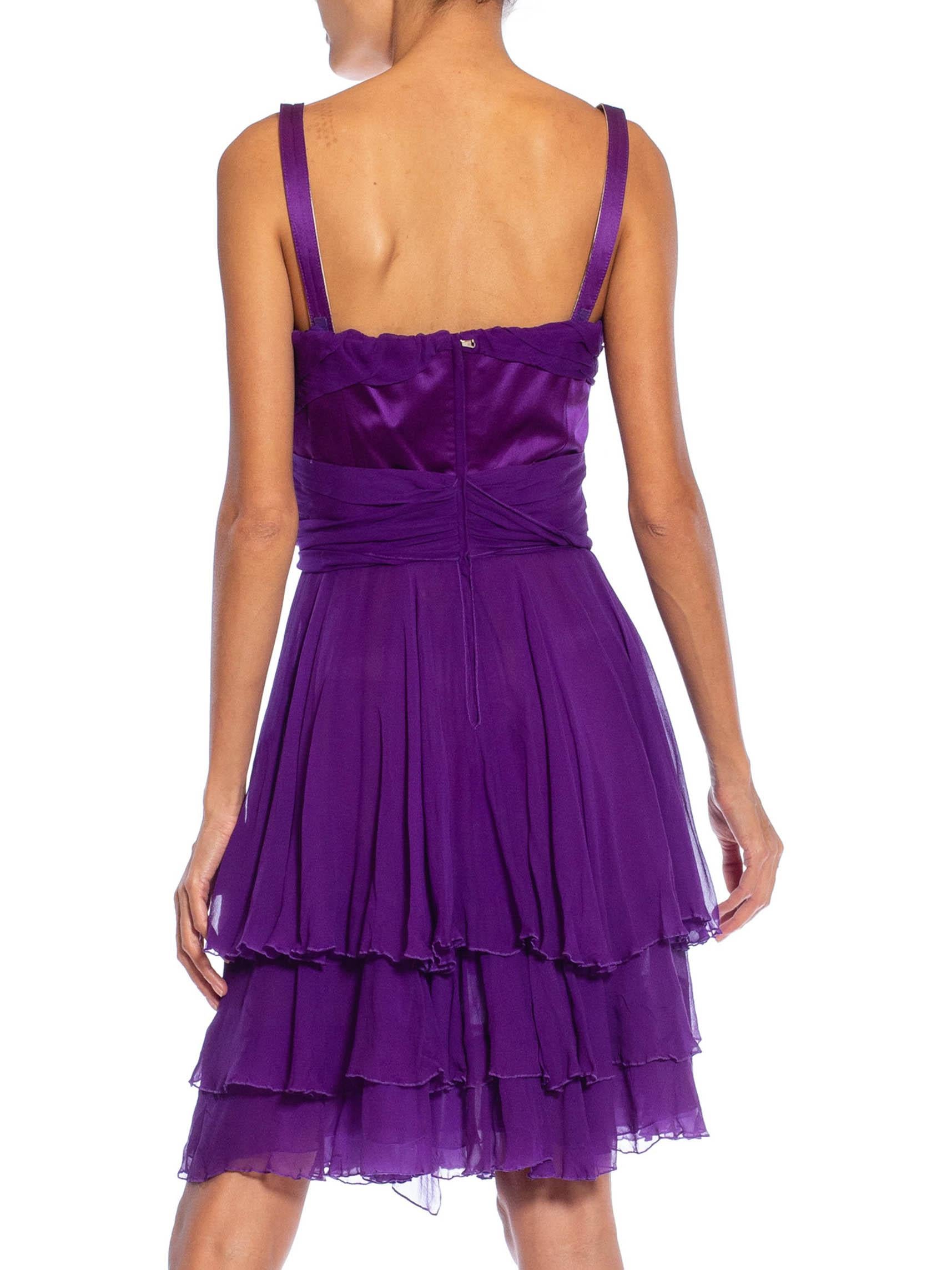 asymmetrical pleated dress purple