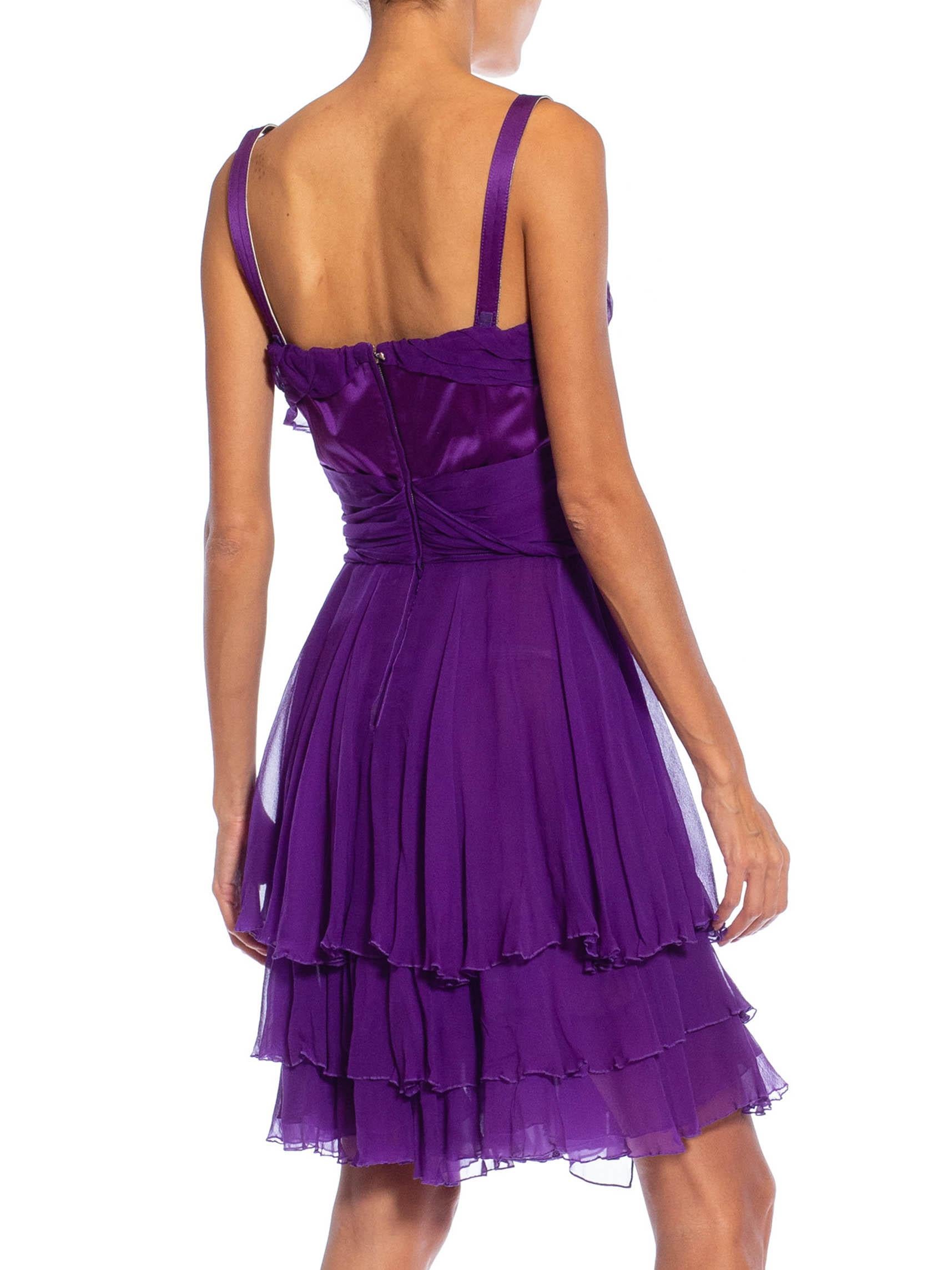 2000S Purple Silk Pleated & Draped Cocktail Dress For Sale 1