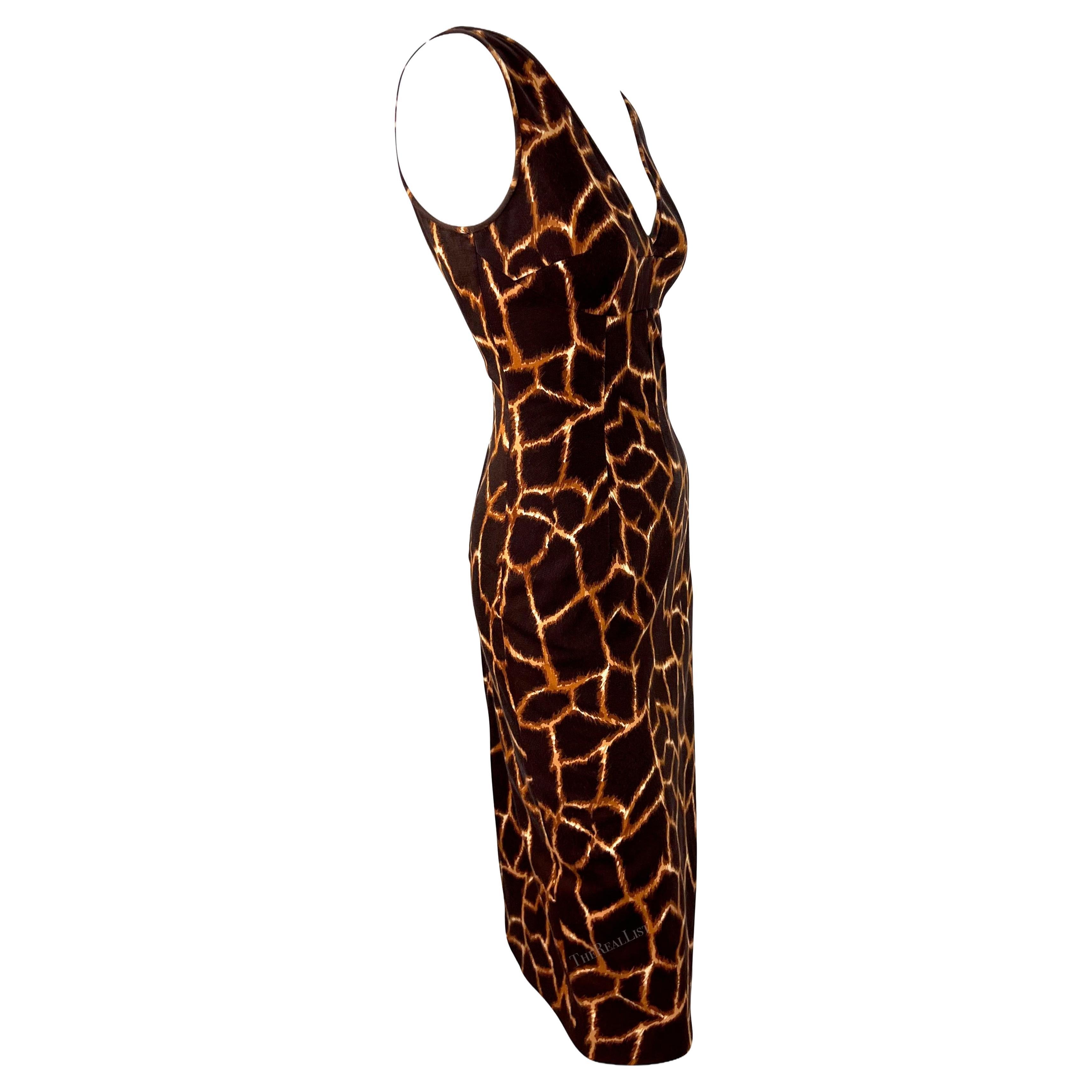 2000s Dolce & Gabbana Animal Print Brown Cotton Sleeveless Dress For Sale 6