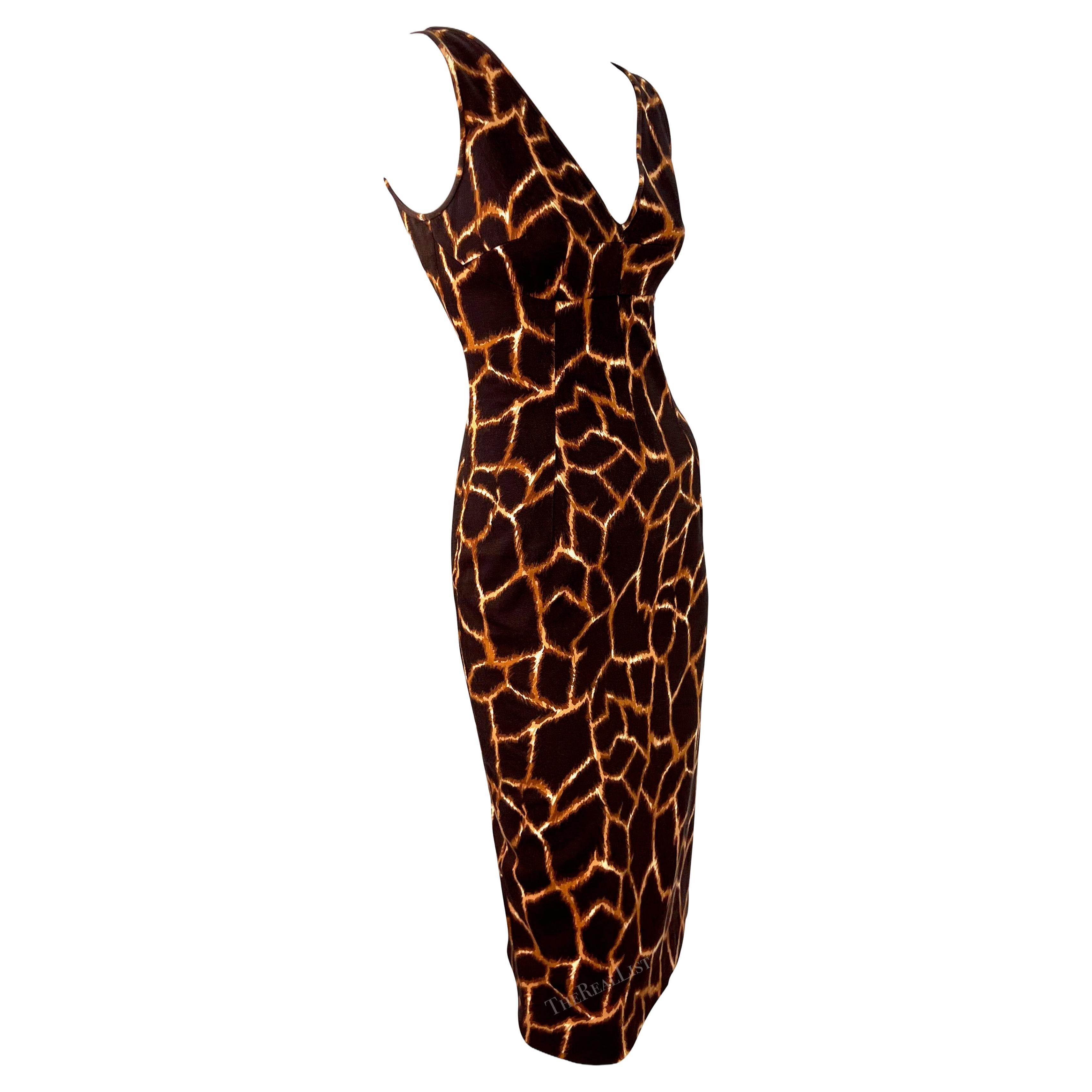 2000s Dolce & Gabbana Animal Print Brown Cotton Sleeveless Dress For Sale 7