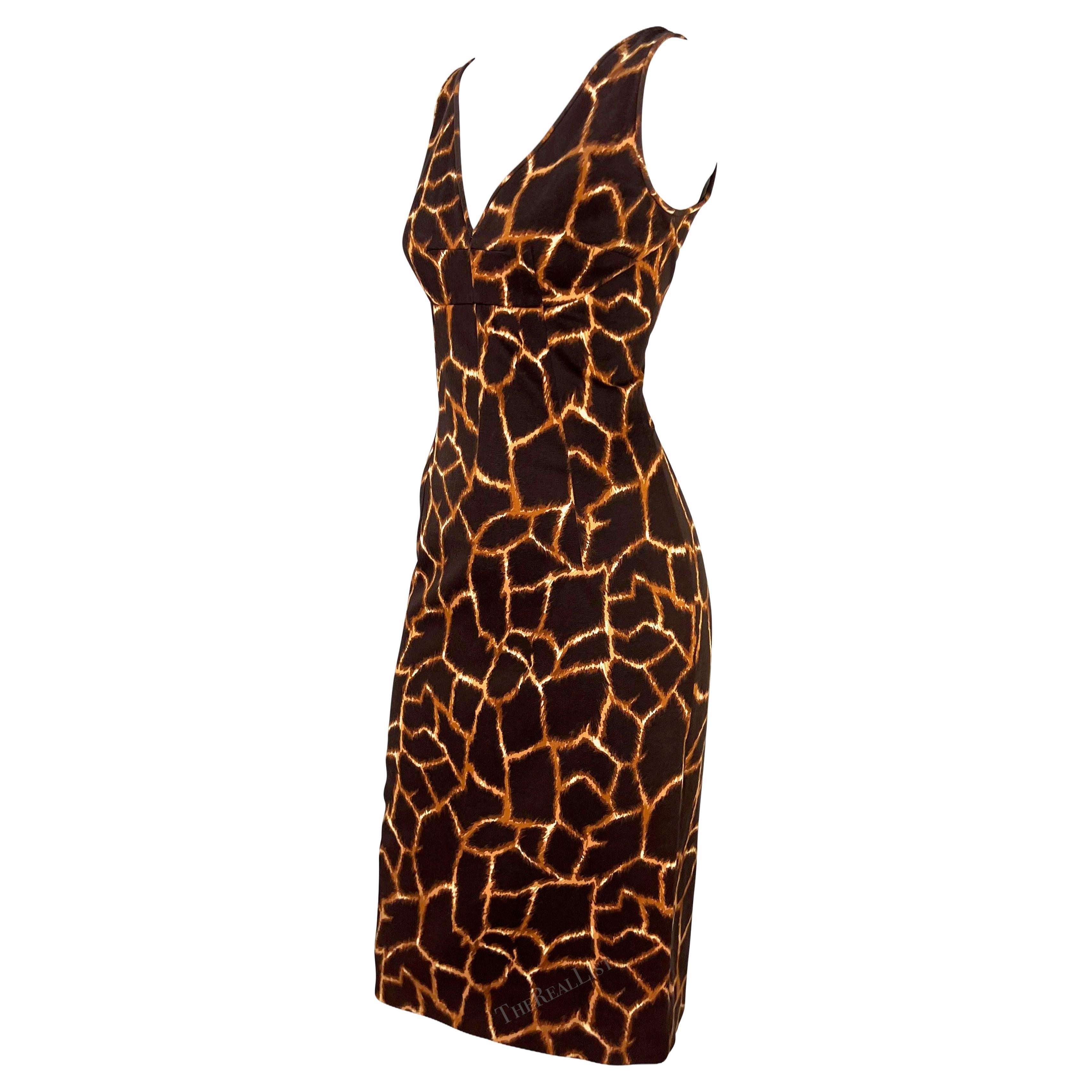 2000s Dolce & Gabbana Animal Print Brown Cotton Sleeveless Dress For Sale 2