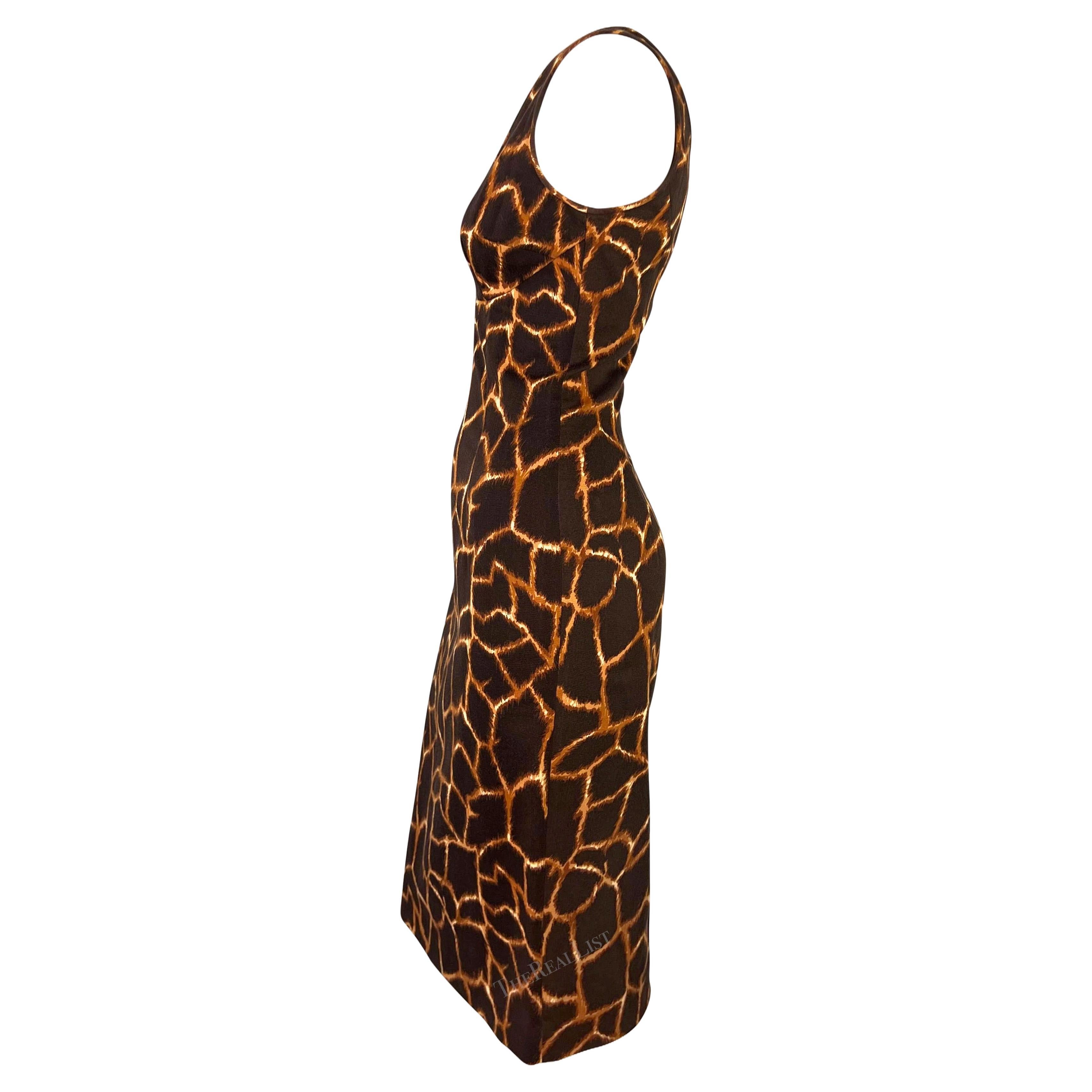 2000s Dolce & Gabbana Animal Print Brown Cotton Sleeveless Dress For Sale 3