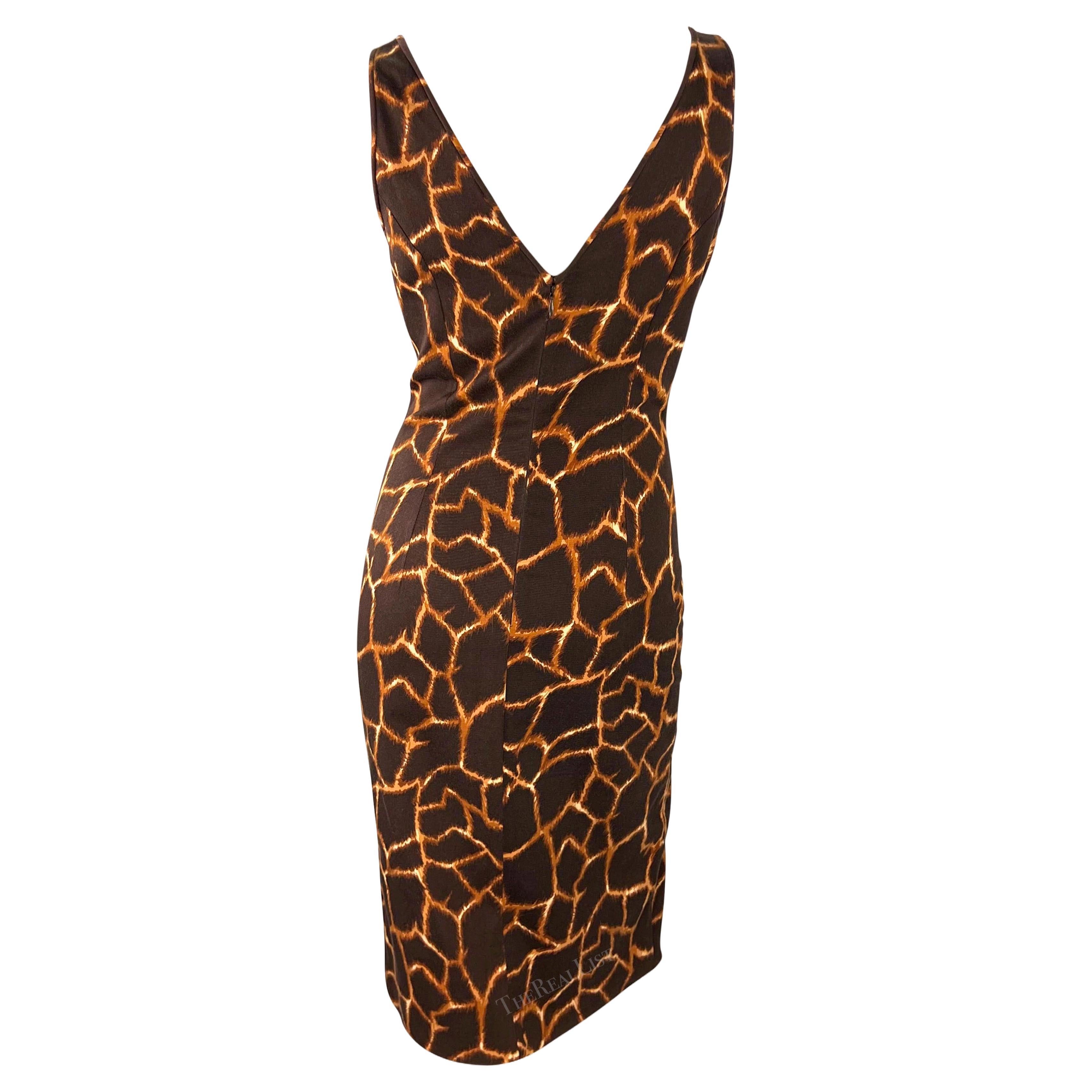 2000s Dolce & Gabbana Animal Print Brown Cotton Sleeveless Dress For Sale 4