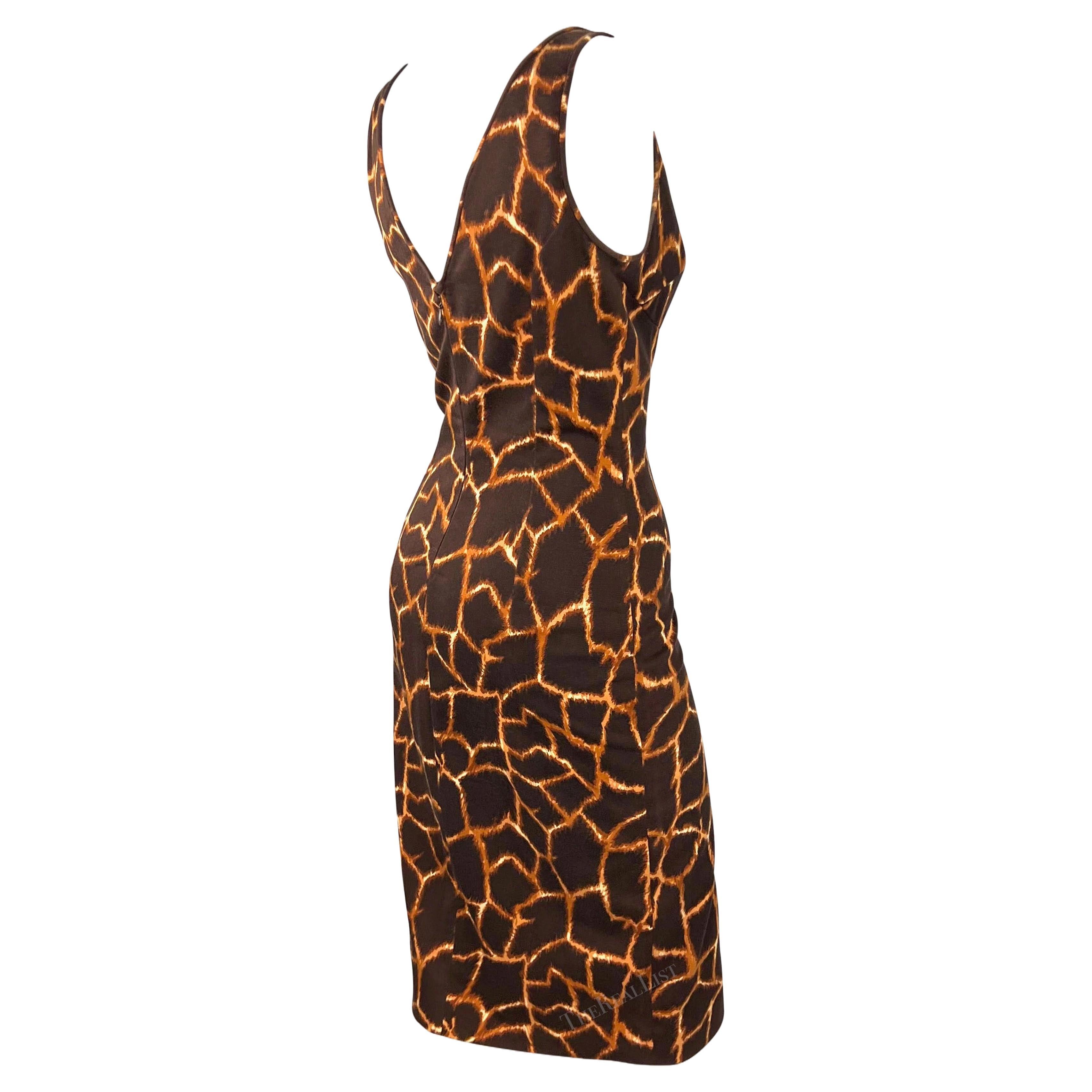 2000s Dolce & Gabbana Animal Print Brown Cotton Sleeveless Dress For Sale 5