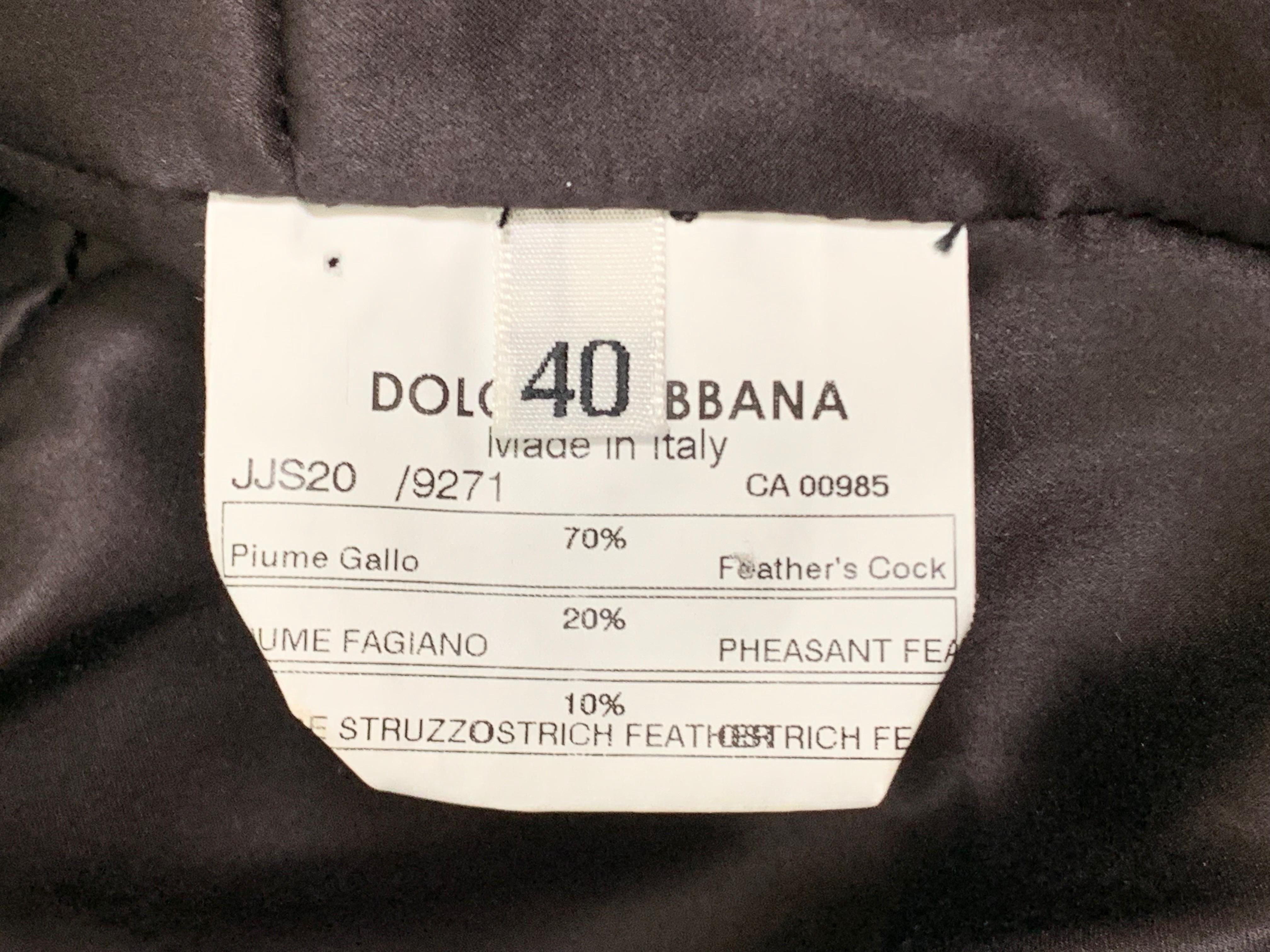 Black 2000's Dolce & Gabbana Avant Garde Feather Cropped Jacket