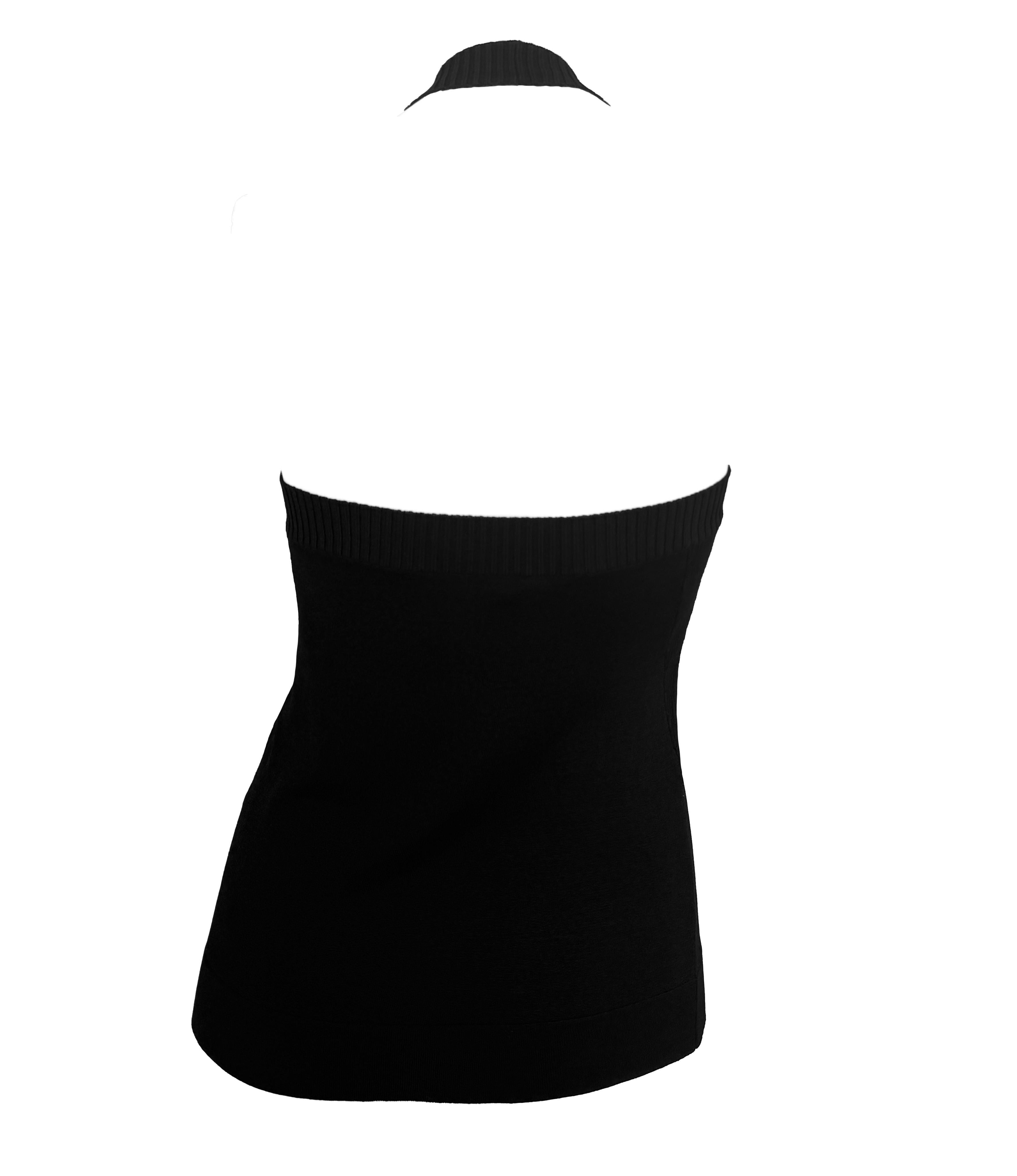 2000er Dolce & Gabbana Schwarzes Bodycon Stretch rückenfreies Trägertop Damen im Angebot
