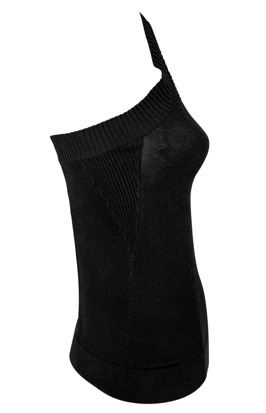 2000er Dolce & Gabbana Schwarzes Bodycon Stretch rückenfreies Trägertop im Angebot 1