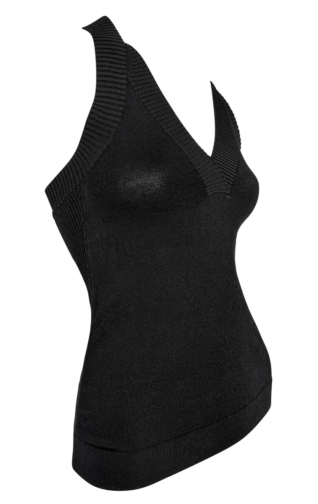 2000er Dolce & Gabbana Schwarzes Bodycon Stretch rückenfreies Trägertop im Angebot 2