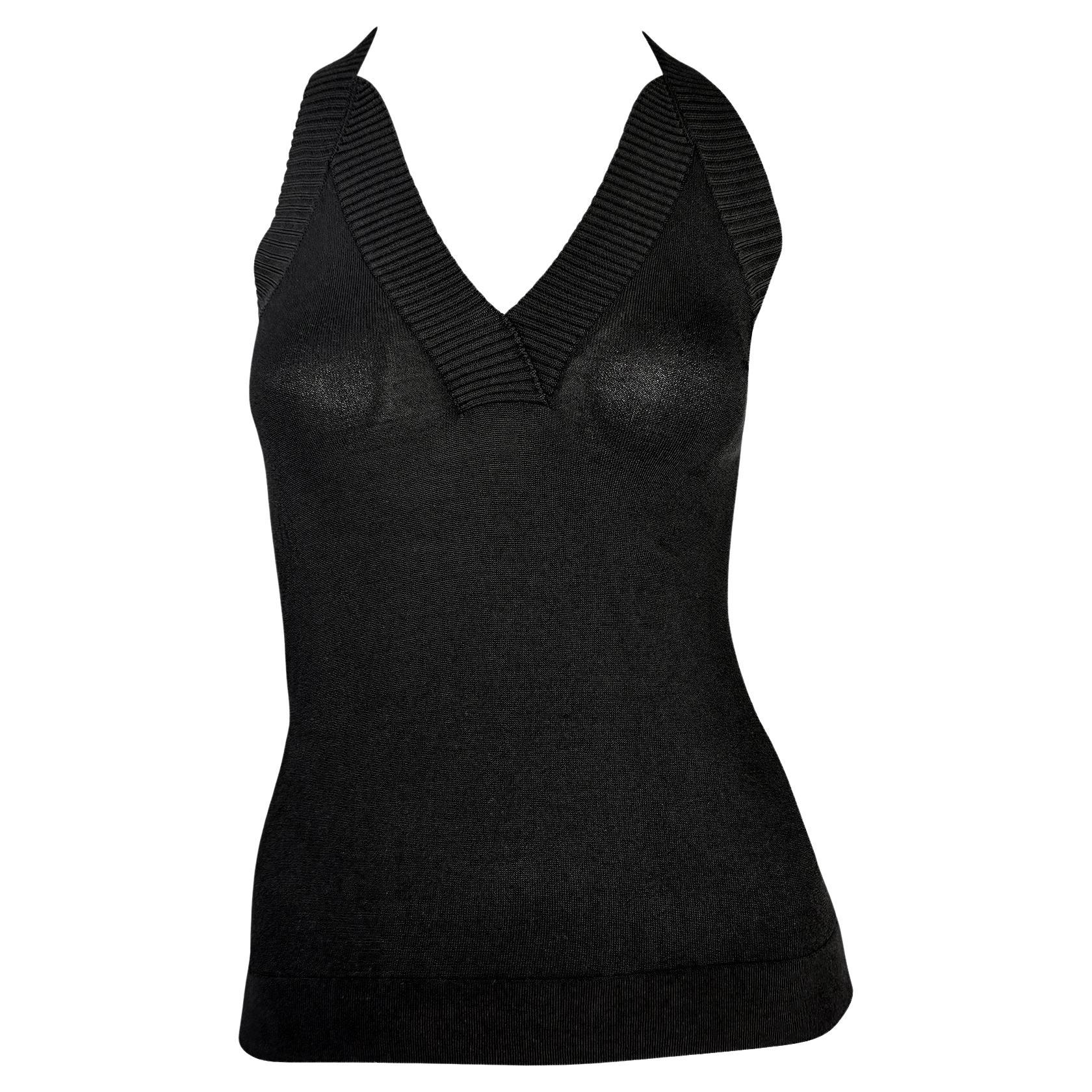 2000er Dolce & Gabbana Schwarzes Bodycon Stretch rückenfreies Trägertop im Angebot