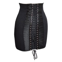 2000s Dolce & Gabbana Black high waisted Lace up Lingerie corset mini skirt