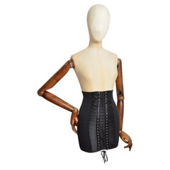 2000s Dolce & Gabbana Black high waisted Lace up Lingerie corset mini skirt