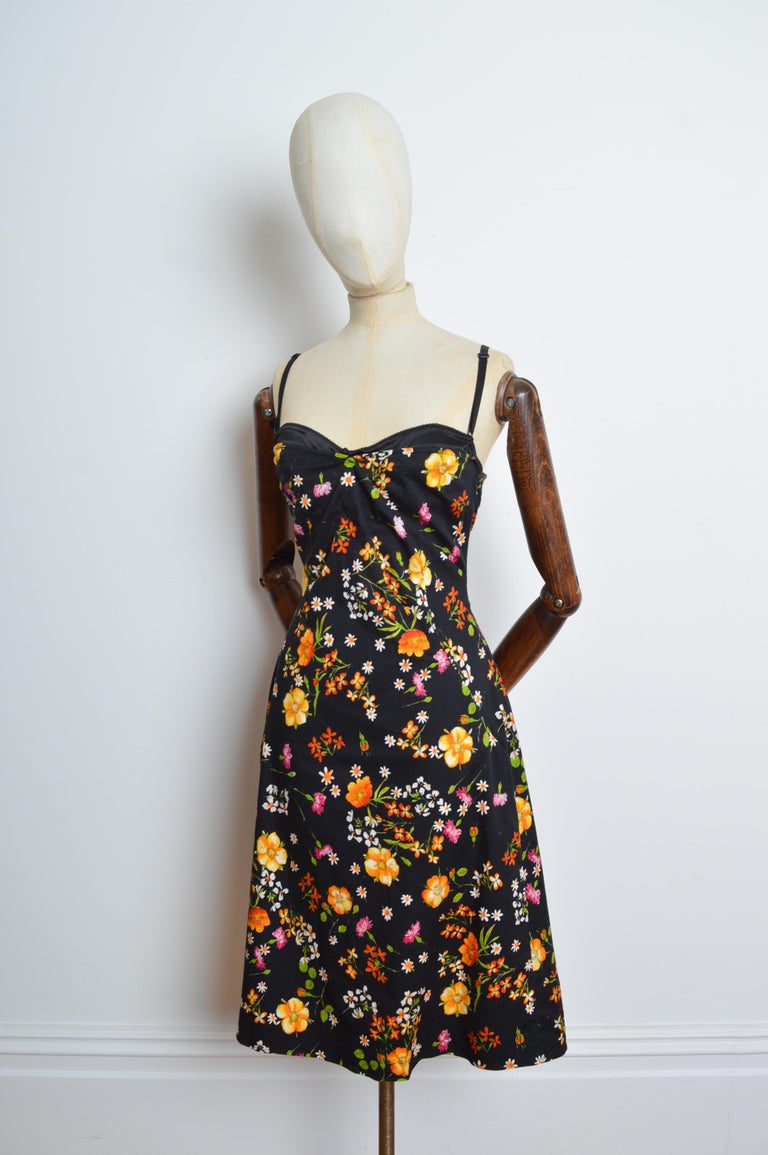 2000s Dolce and Gabbana Black strappy bustier dress with orange flowers print For Sale at 1stDibs 2000s Dolce and Gabbana Black strappy bustier dress with orange flowers print For Sale at 1stDibs
