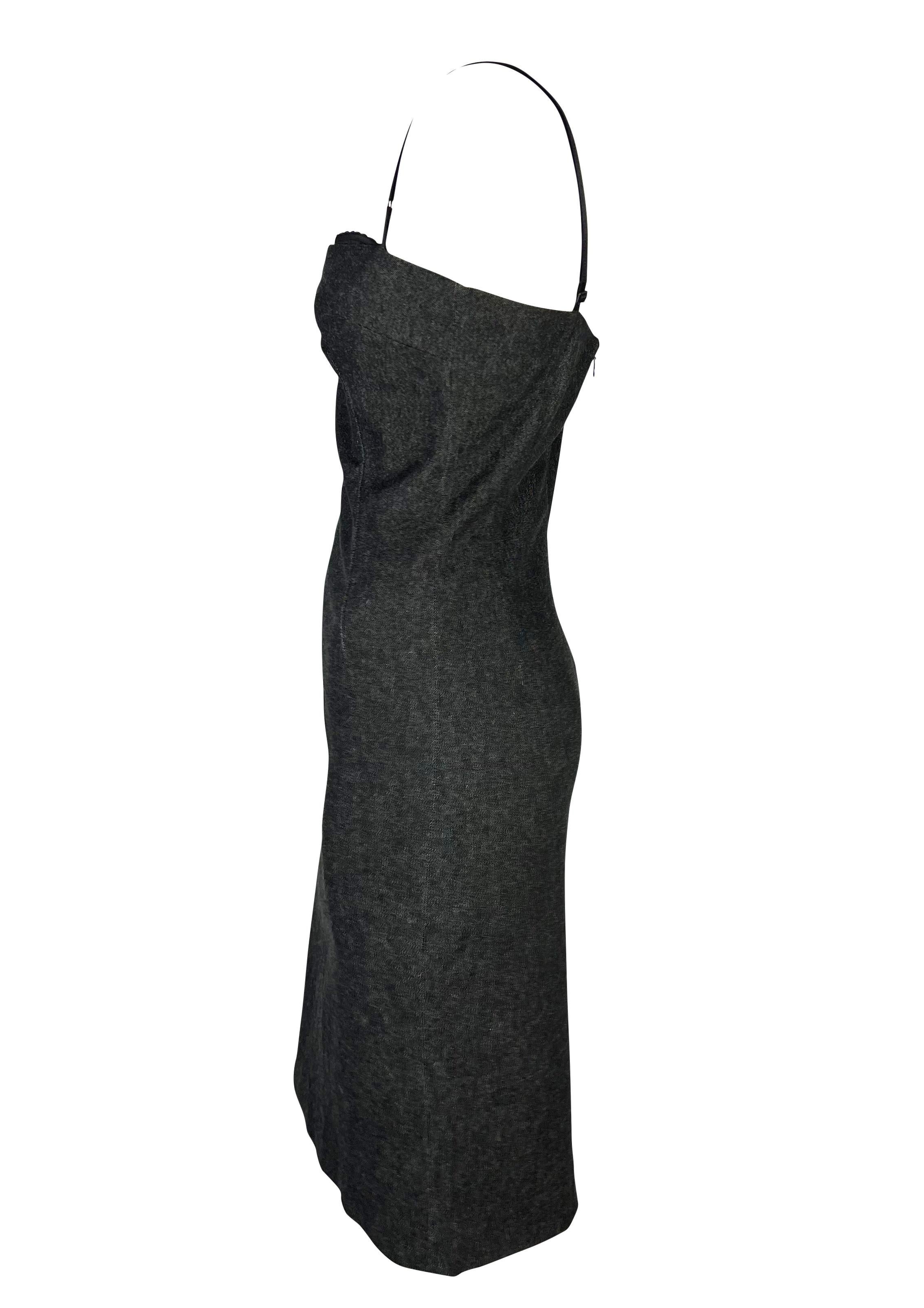 2000s Dolce & Gabbana Black Stretch Denim Bodycon Pin-Up Dress In Good Condition For Sale In West Hollywood, CA