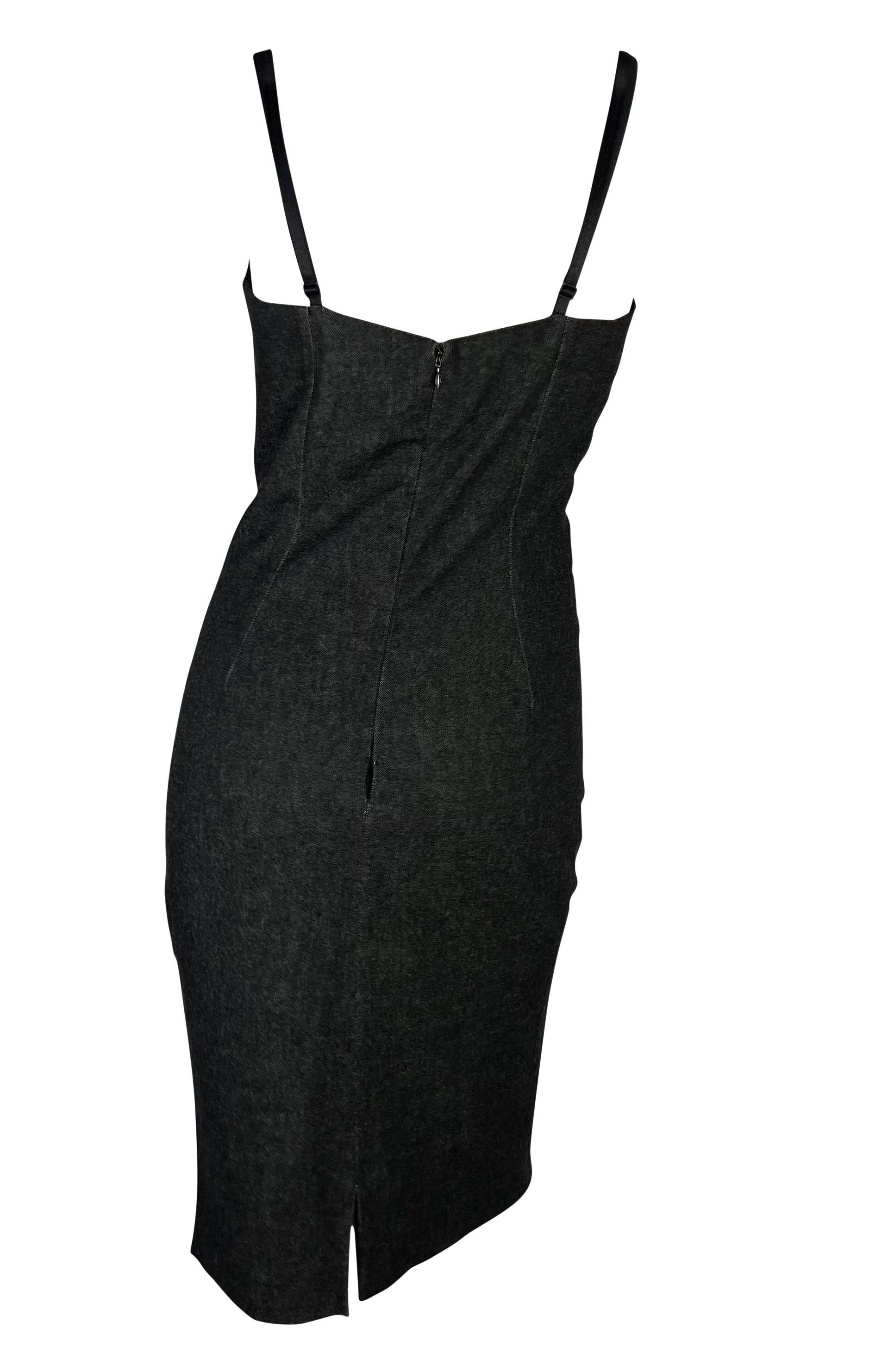 Women's 2000s Dolce & Gabbana Black Stretch Denim Bodycon Pin-Up Dress For Sale