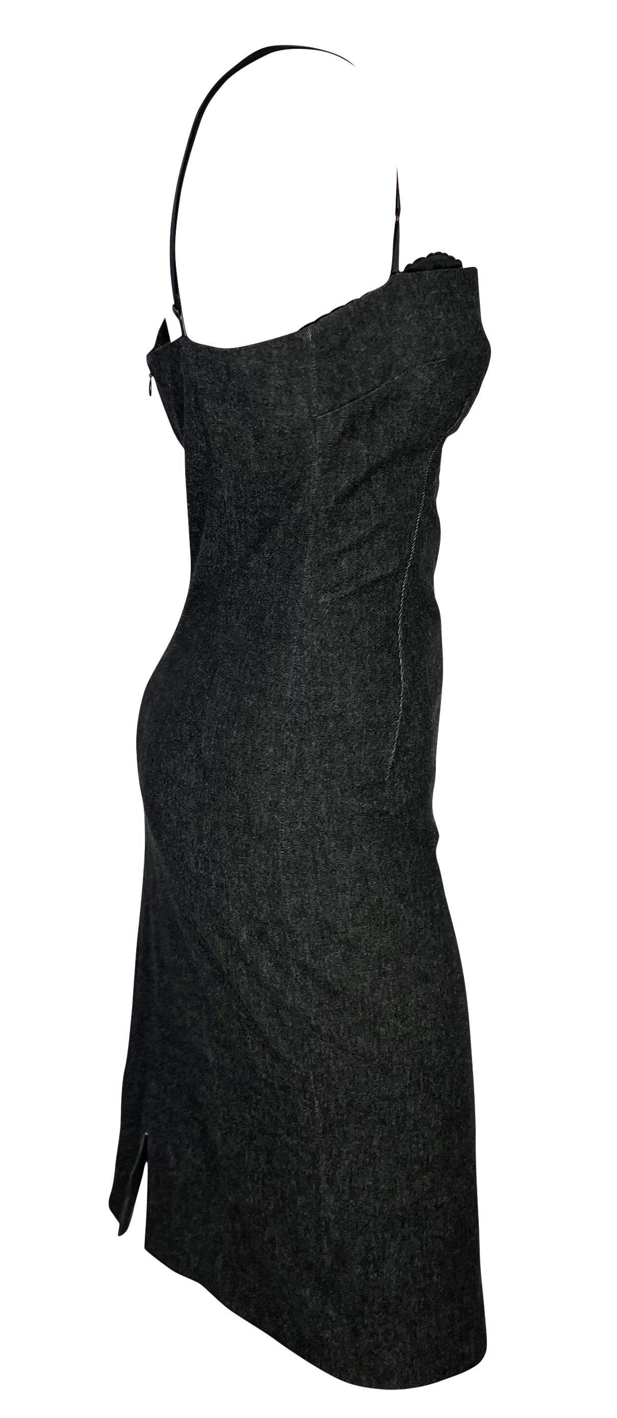 2000s Dolce & Gabbana Black Stretch Denim Bodycon Pin-Up Dress For Sale 1
