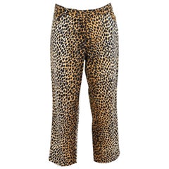 2000s Dolce & Gabbana Brown Black Cotton Leopard Print Spotted Capri Pants